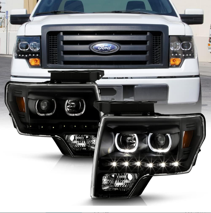 For 2009-2014 Ford F150 SMD LED Halo Projector Headlights - OMOTOR