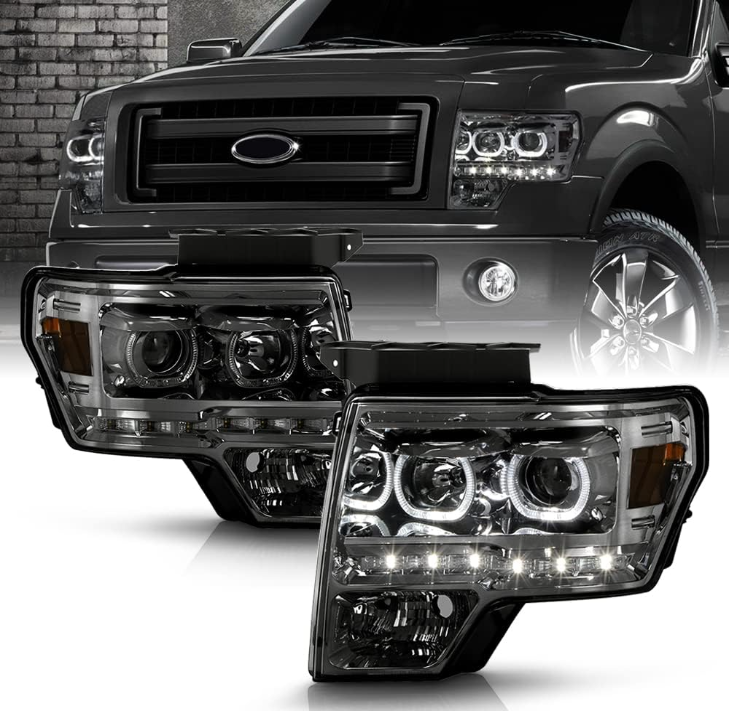 For 2009-2014 Ford F150 SMD LED Halo Projector Headlights - OMOTOR