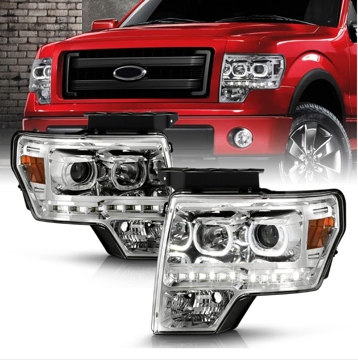 For 2009-2014 Ford F150 SMD LED Halo Projector Headlights - OMOTOR