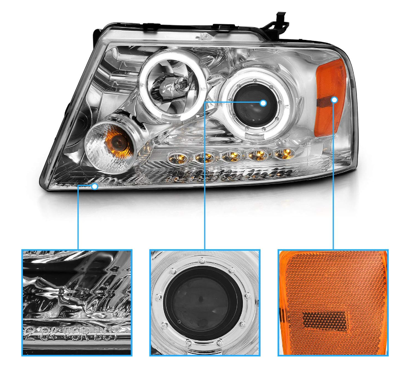 For 2004-2008 Ford F-150 LED Halos Ring Headlight - OMOTOR