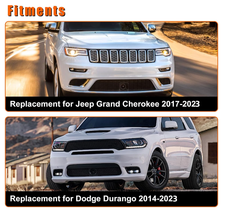 LED Fog Light Front Bumper Light With Bulbs Replacement for Jeep Grand Cherokee 2017-2023 for Dodge Durango 2014-2023 - OMOTOR