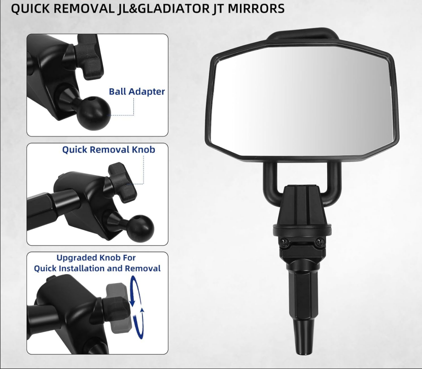 Mirrors Doors Off Compatible with Jeep Wrangler JL JLU and Gladiator JT 2018-2023 - OMOTOR