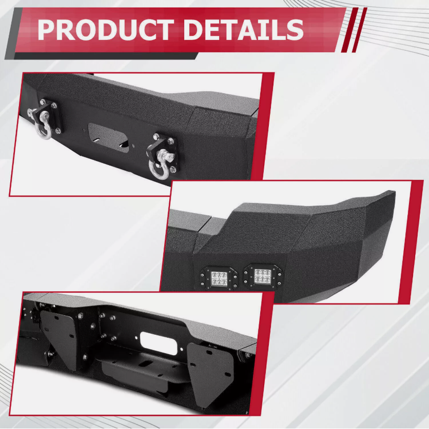 For 14-15 Chevrolet Silverado 1500 Front Bumper Steel w/Winch &LED Light &D-ring - OMOTOR