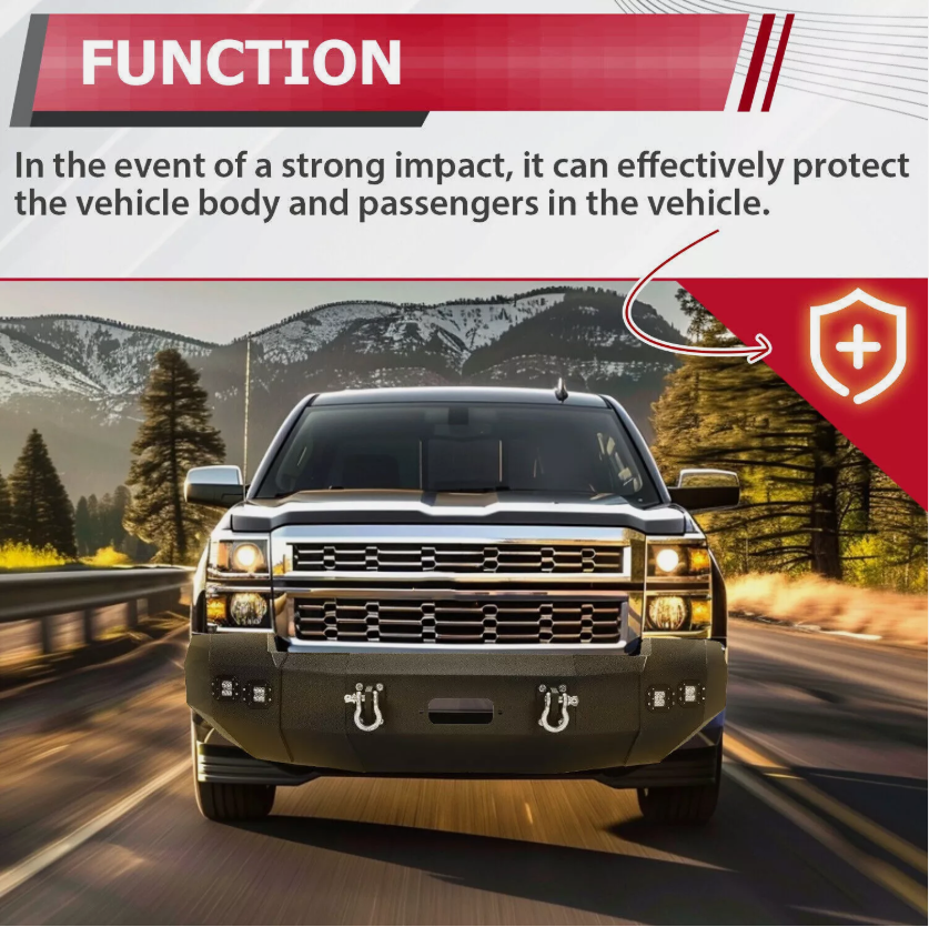 For 14-15 Chevrolet Silverado 1500 Front Bumper Steel w/Winch &LED Light &D-ring - OMOTOR