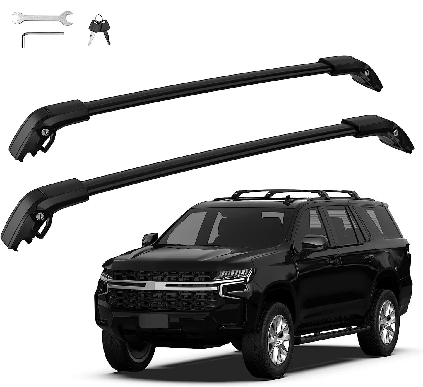 Roof Rack Cross Bar Rail Compatible with 2021 2022 2023 Chevrolet Tahoe Suburban GMC Yukon XL Cadillac Escalade ESV Cargo Racks Rooftop Luggage Canoe Kayak Carrier Rack - OMOTOR