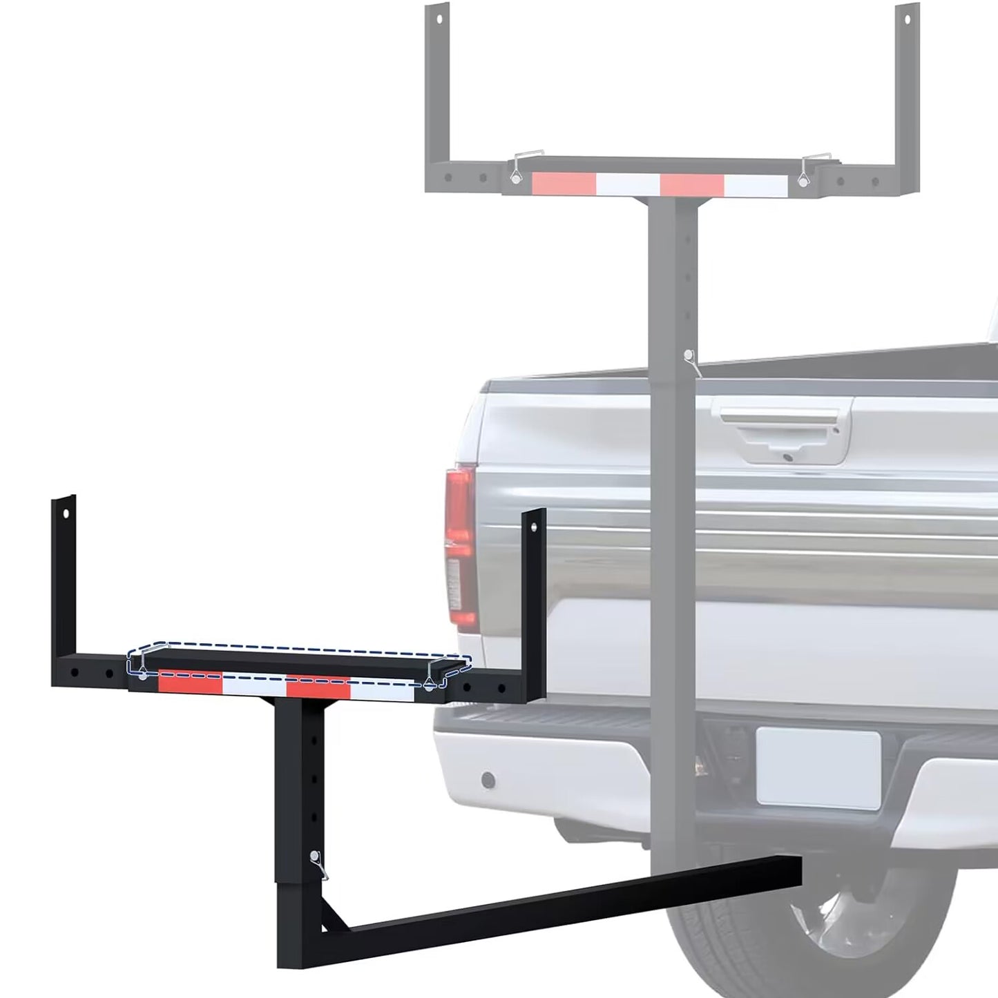 Truck Bed Extender, 2 in 1 Design Foldable Pick Up Truck Bed Hitch Mount Extension Rack ,800lbs Load Capacity - OMOTOR