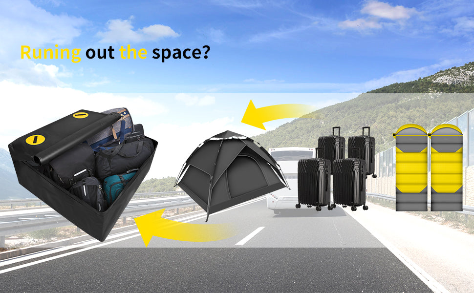 Rooftop Car Cargo Carrier Bag 15 Cubic Feet, Waterproof Car Rooftop Bag with Anti-Slip Mat and 6 Door Hooks, Suitable for All Vehicle with/Without Rack - OMOTOR