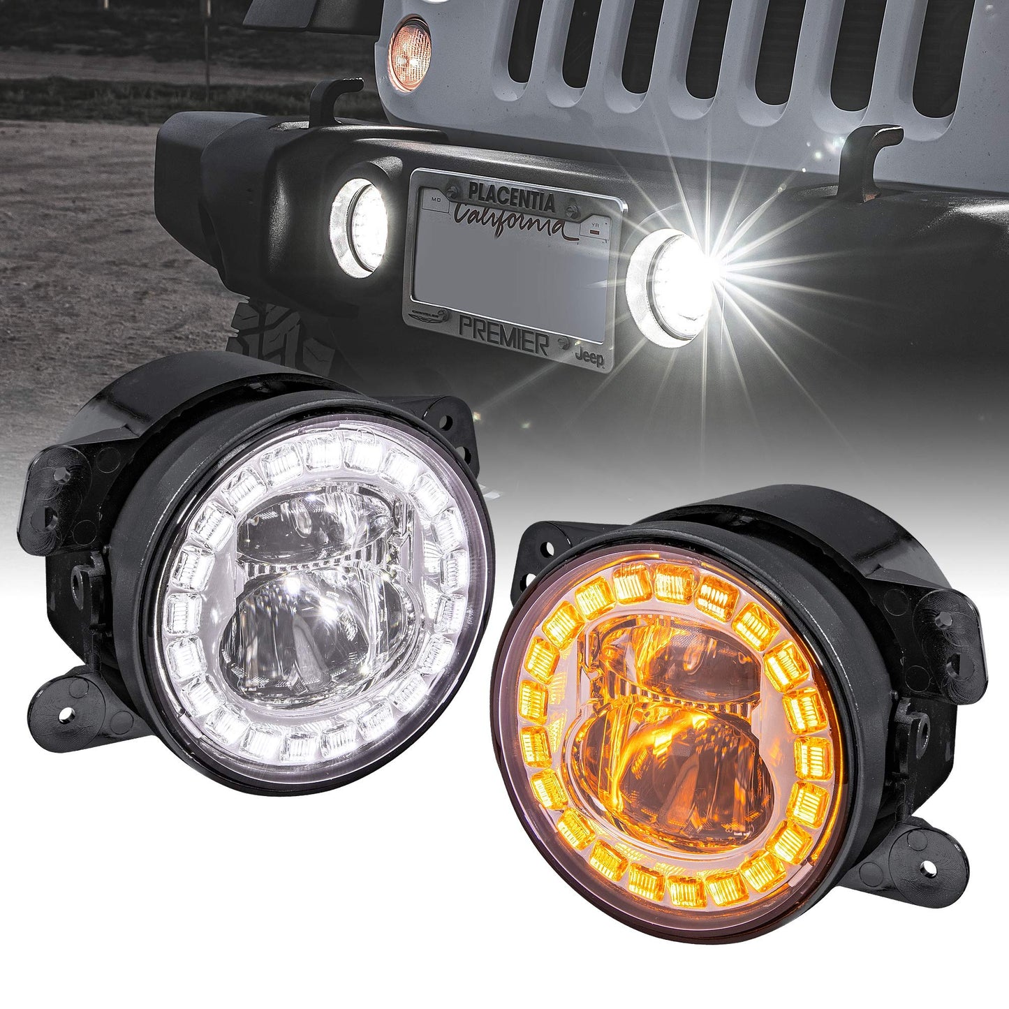 4" LED Fog Lights Replacement For 2007-2018 Jeep Wrangler JK Unlimited JKU Sport S Rubicon Sahara Front Bumper Driving Light