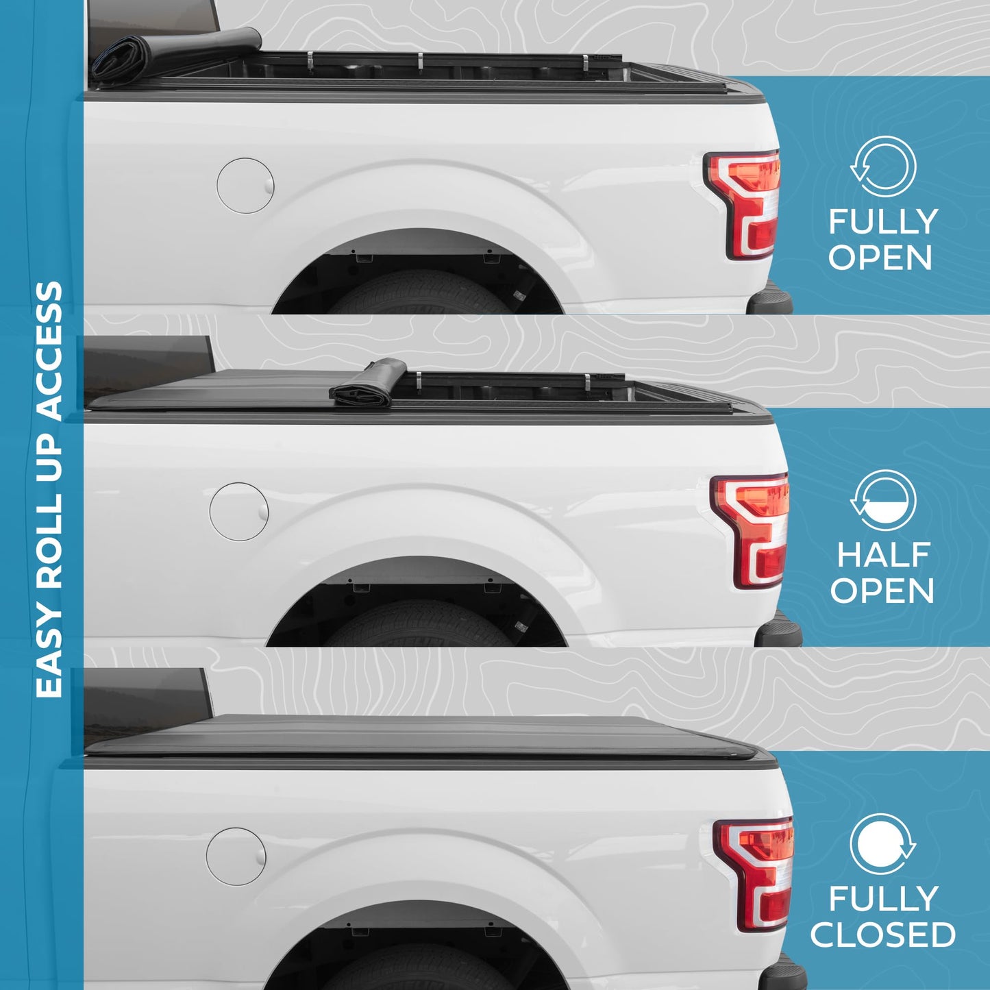 5.5 ft Soft Roll-Up Truck Tonneau Cover for Ford F-150 2015-2025
