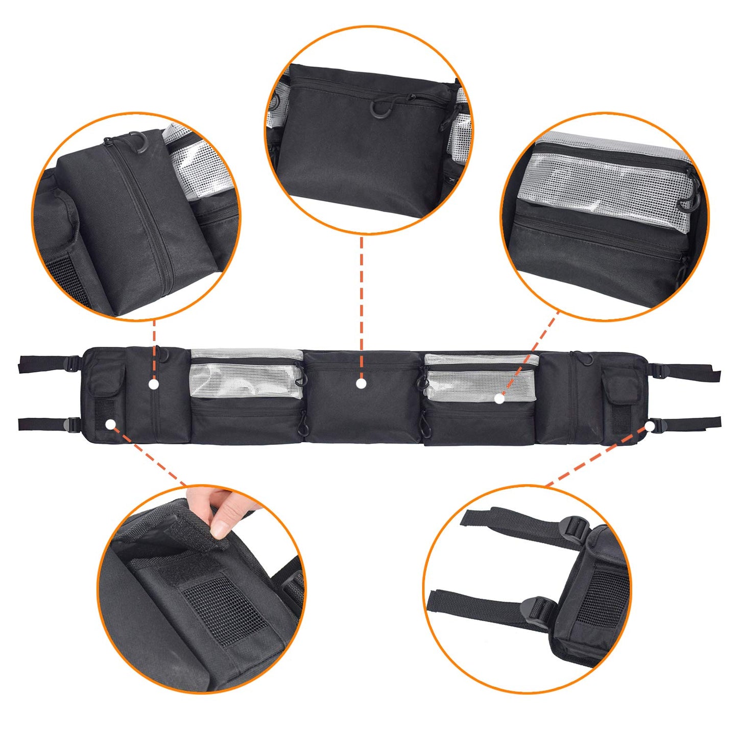 UTV Roll Cage Rear Storage Bag Gear Bags for Most Full Size UTVs, Polaris, Yamaha and Kawasaki UTVs