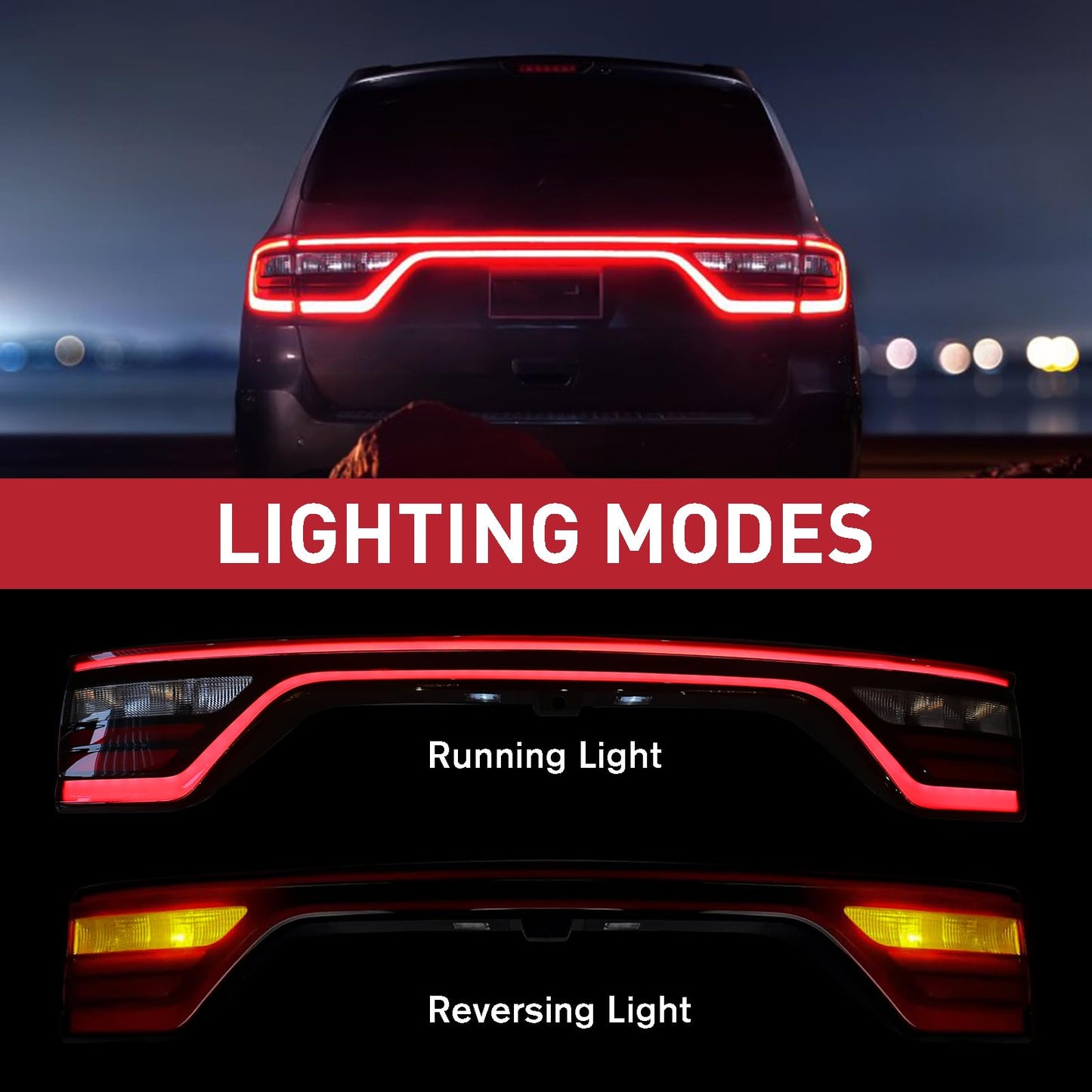 LED Liftgate Center Tail Light for 2014-2023 Dodge Durango – Rear Lamp with Camera Hole - OMOTOR