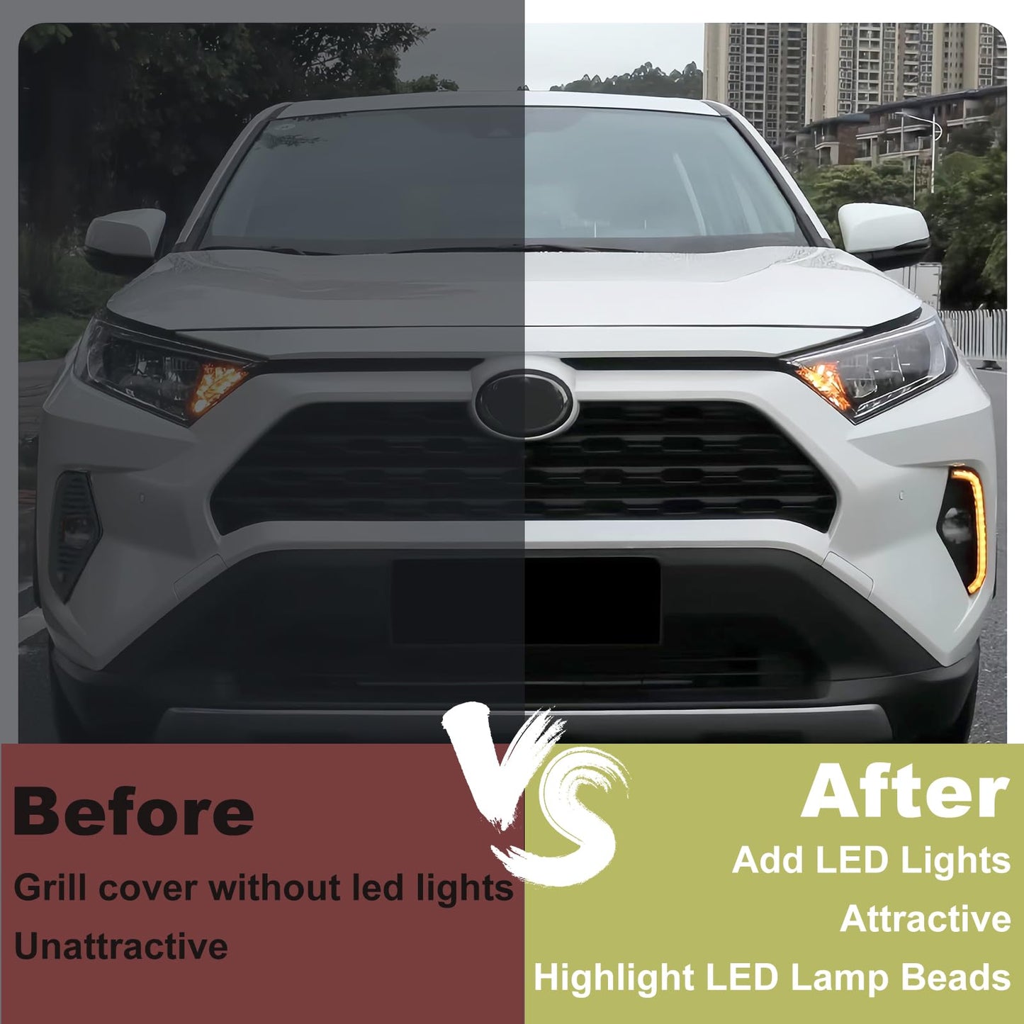 Front Grill Lights for 2019-2024 Toyota RAV4 Hybrid LE SE XLE XSE Limited - OMOTOR