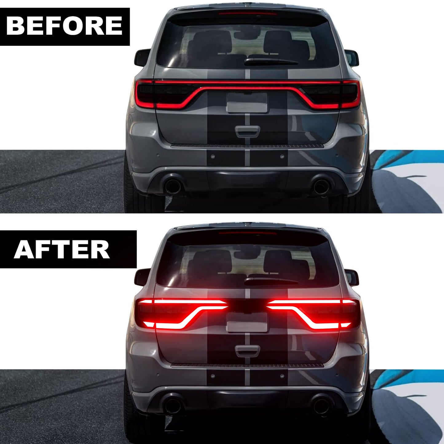 Fit for Dodge Durango 2014-2021 Tail Light Race Track Bat Precut Vinyl Overlay Tint Kit Film