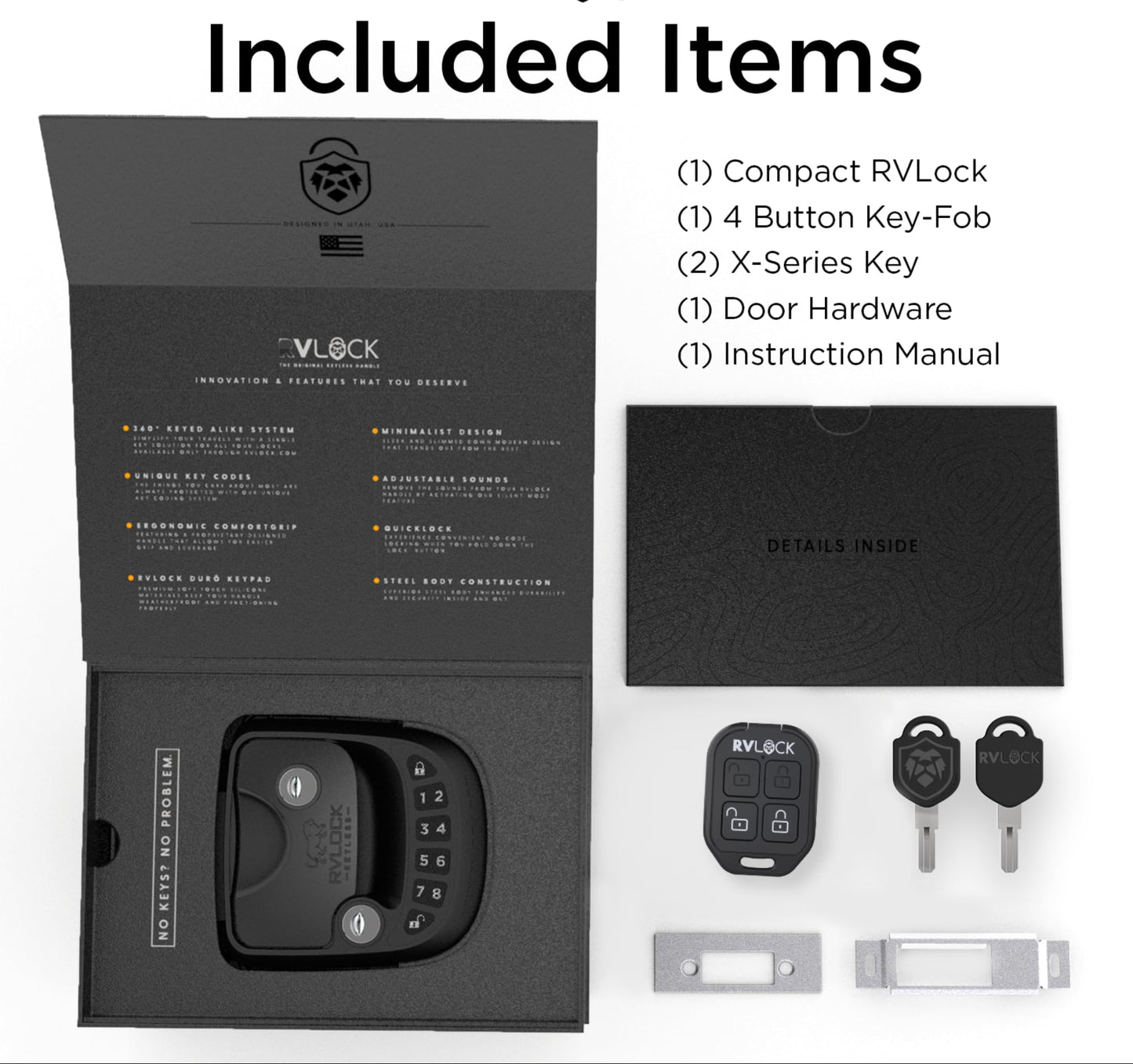 Compact RV Lock Keyless Entry with Remote Replacement for Trailers with Patented Security Technology