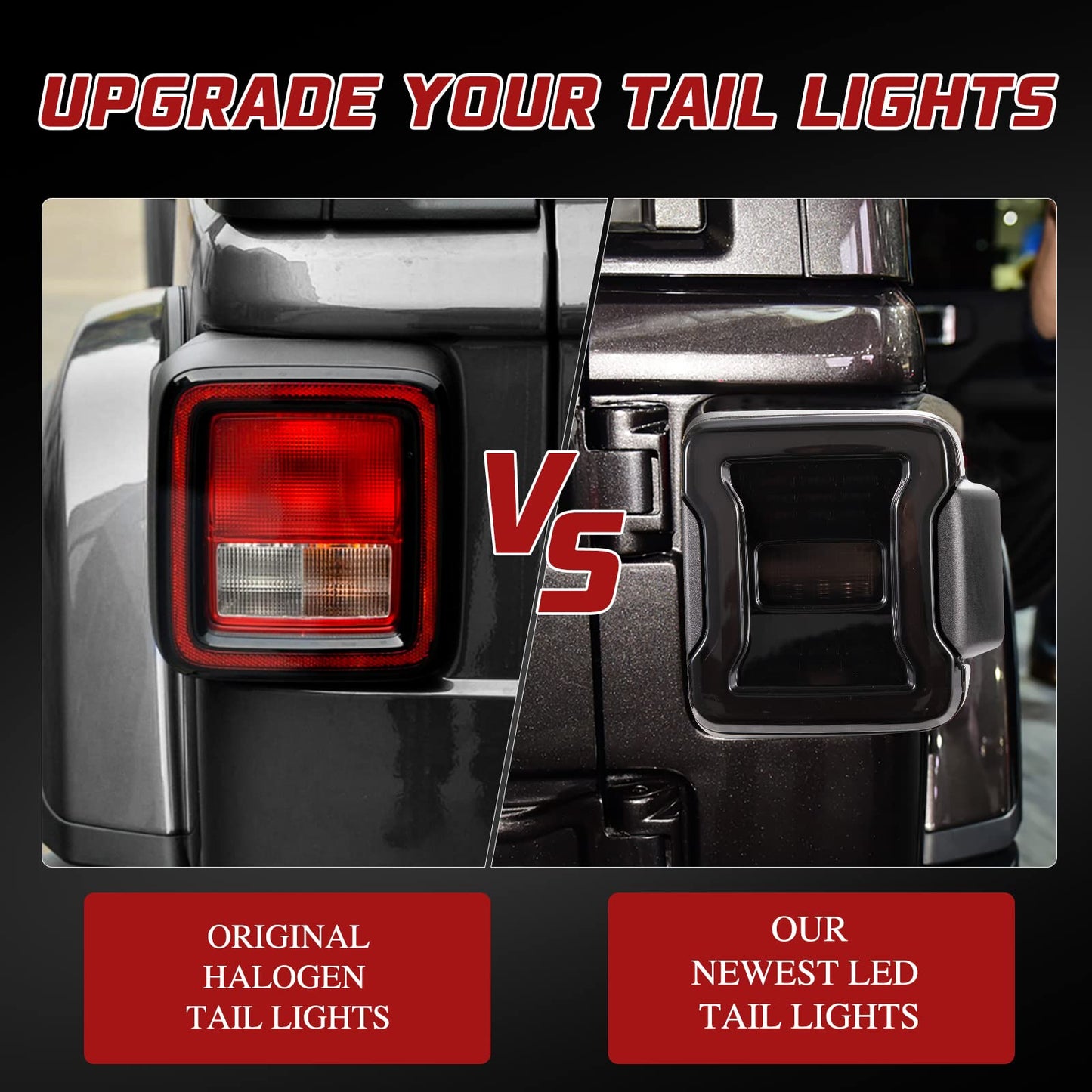 Smoked LED Tail Lights Replacement Kit for 2018-2022 Jeep Wrangler JL Accessories