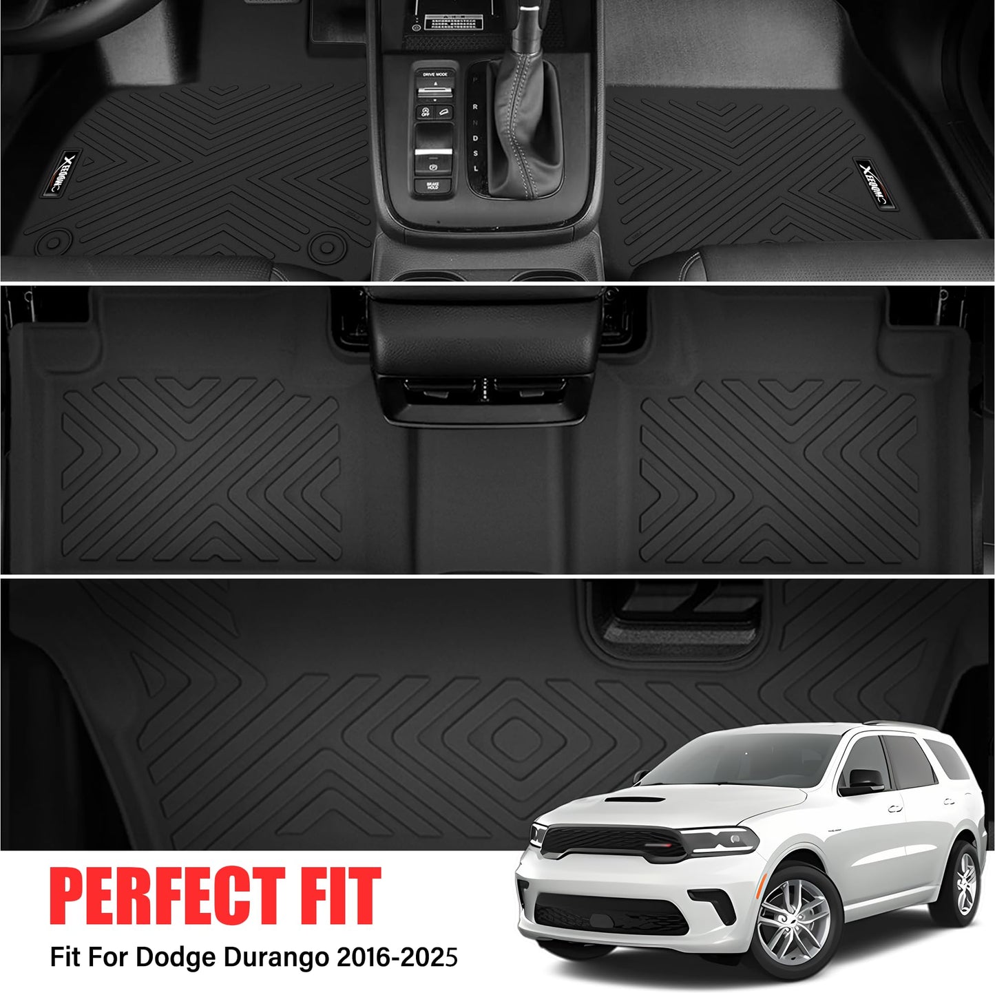 Floor Mats & Trunk Mat for 2016-2024 2025 Dodge Durango with Backrest Mat All Weather TPE Protection - OMOTOR