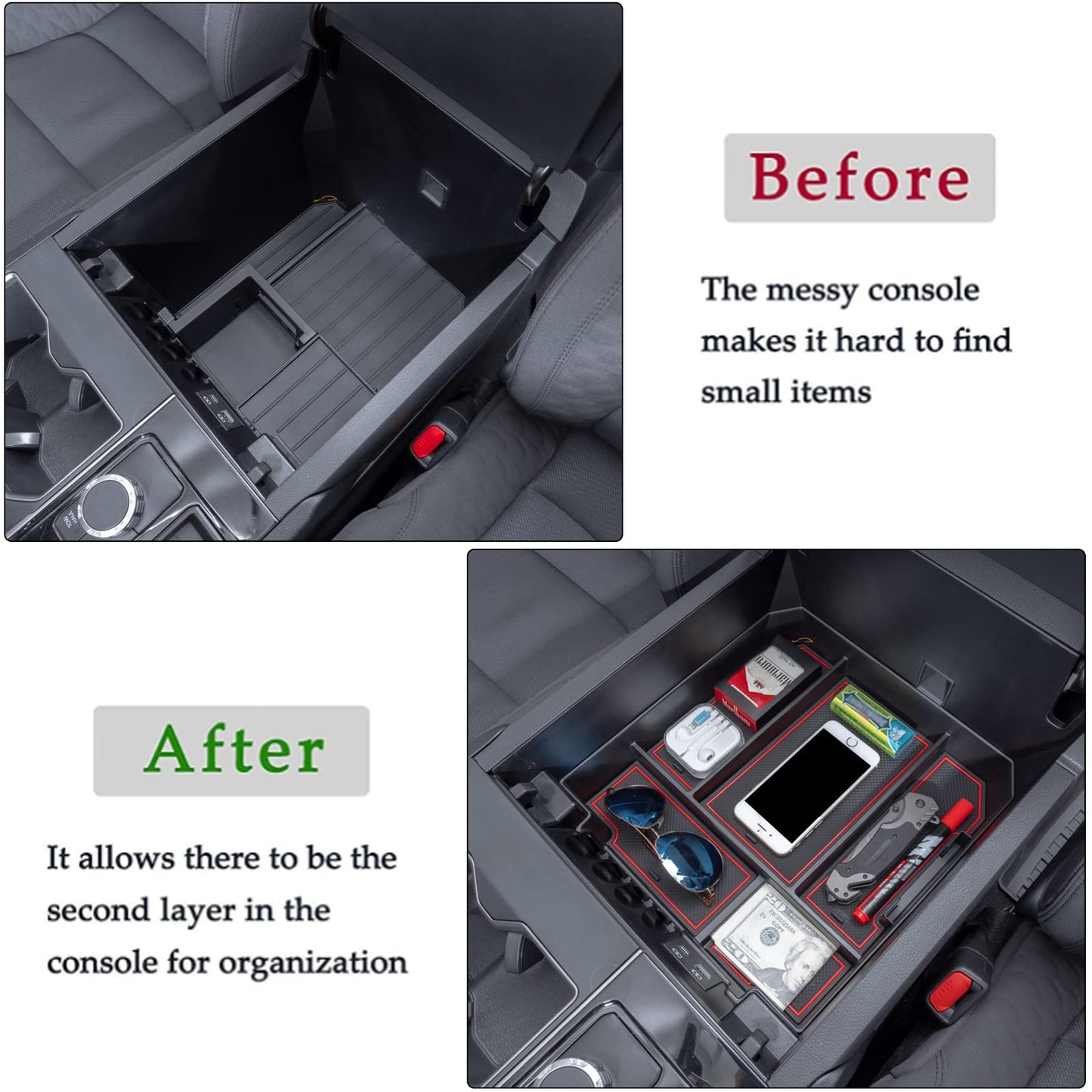 Center Console Organizer Compatible with 2022 - 2025 Toyota Tundra - OMOTOR