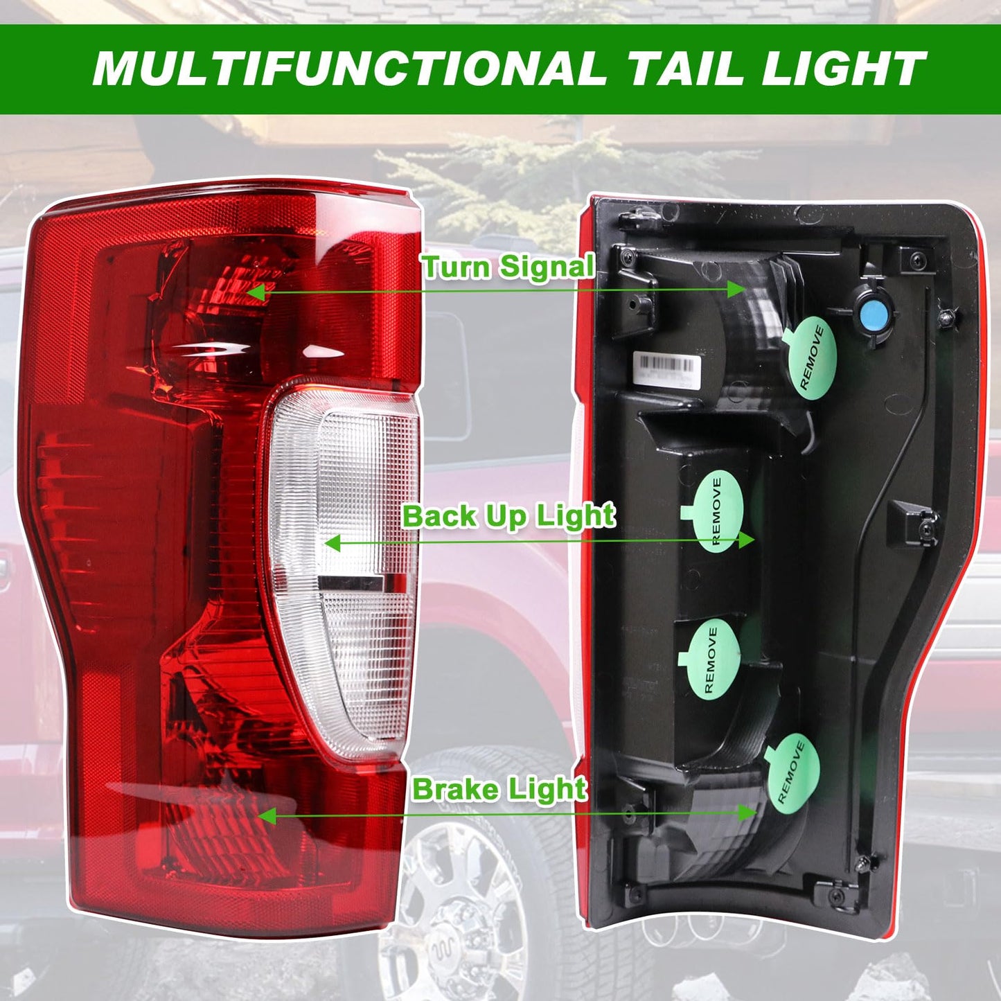 Tail Light Assembly with Blind Spot Alert OEM Style Fit with Ford F250 F350 F450 Super Duty 2020-2023 (Without Bulb) - OMOTOR