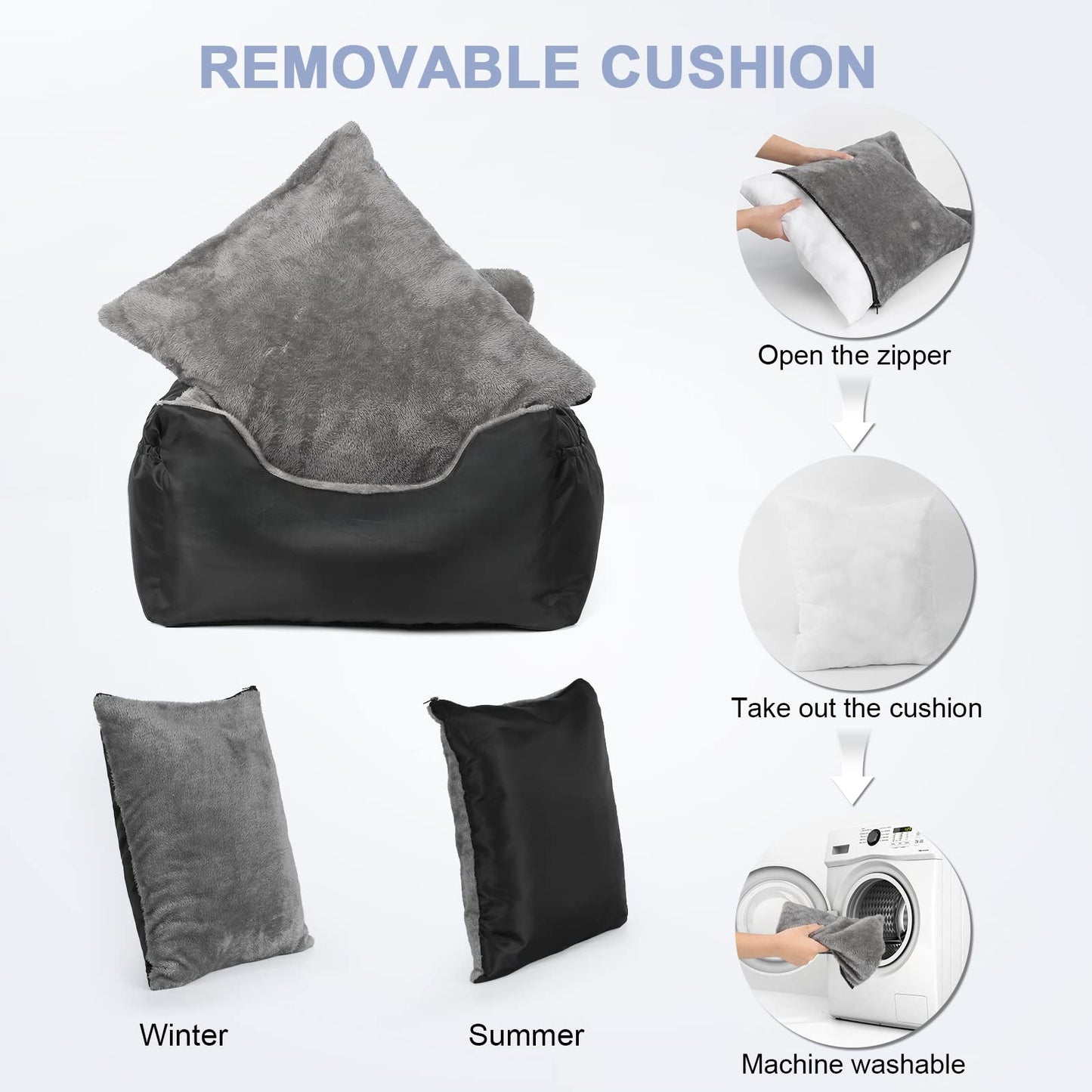 Dog Car Seat for Small Dogs with Storage Pockets and Adjustable Clip-On Leash Dog Booster Seats Bed