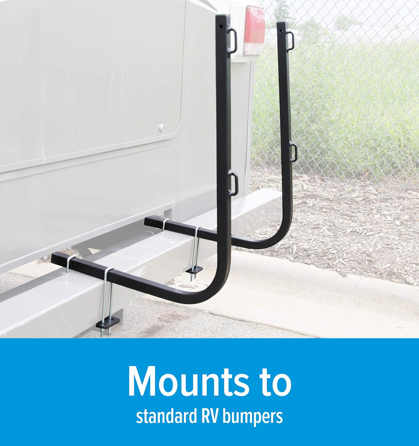 RV Tote Tank Carrier, Heavy Duty Steel RV Bumper Mount Tote Tank Holder with 2 Ratchet Straps, Fit Max 4.5" Bumper