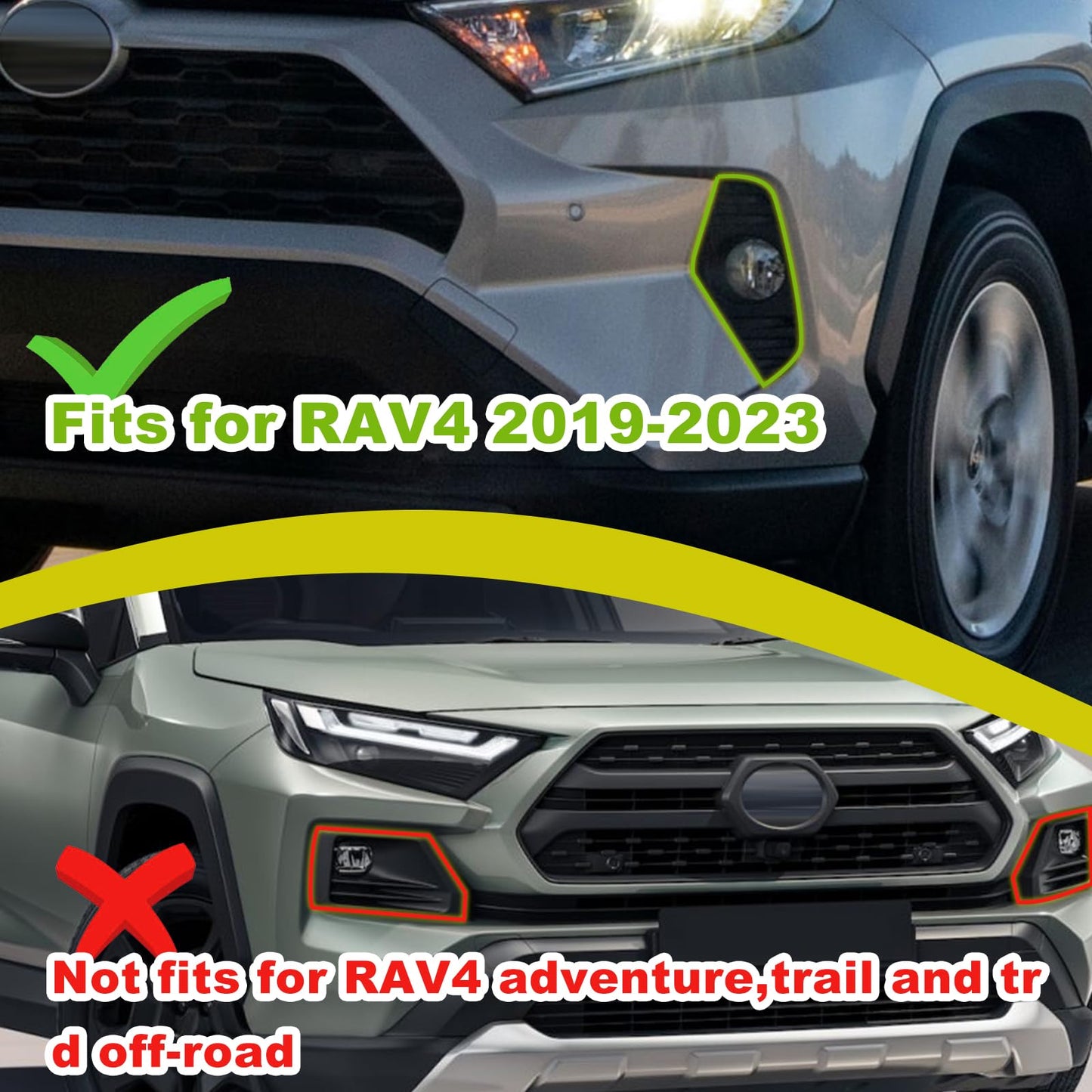Front Grill Lights for 2019-2024 Toyota RAV4 Hybrid LE SE XLE XSE Limited - OMOTOR