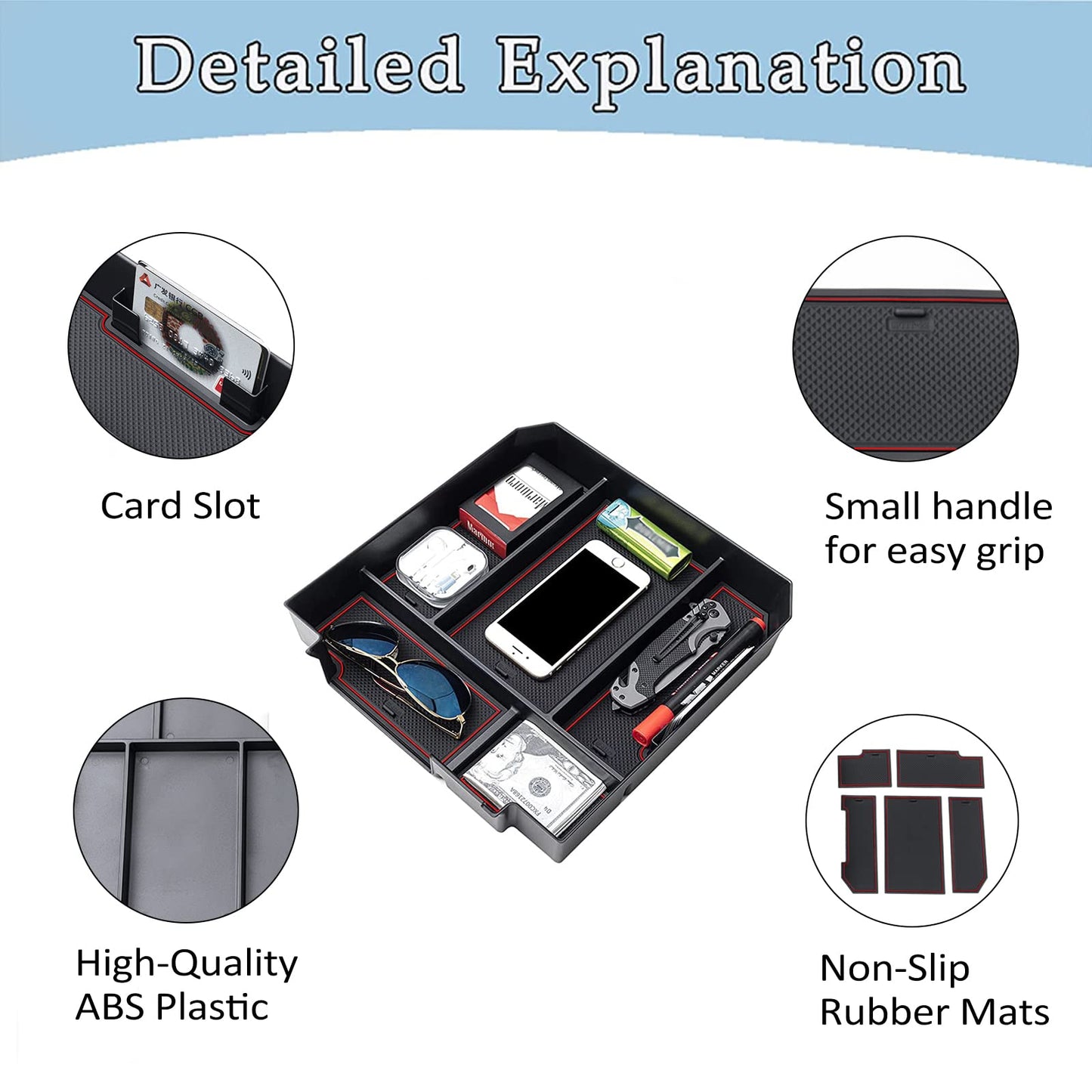 Center Console Organizer Compatible with 2022 - 2025 Toyota Tundra - OMOTOR