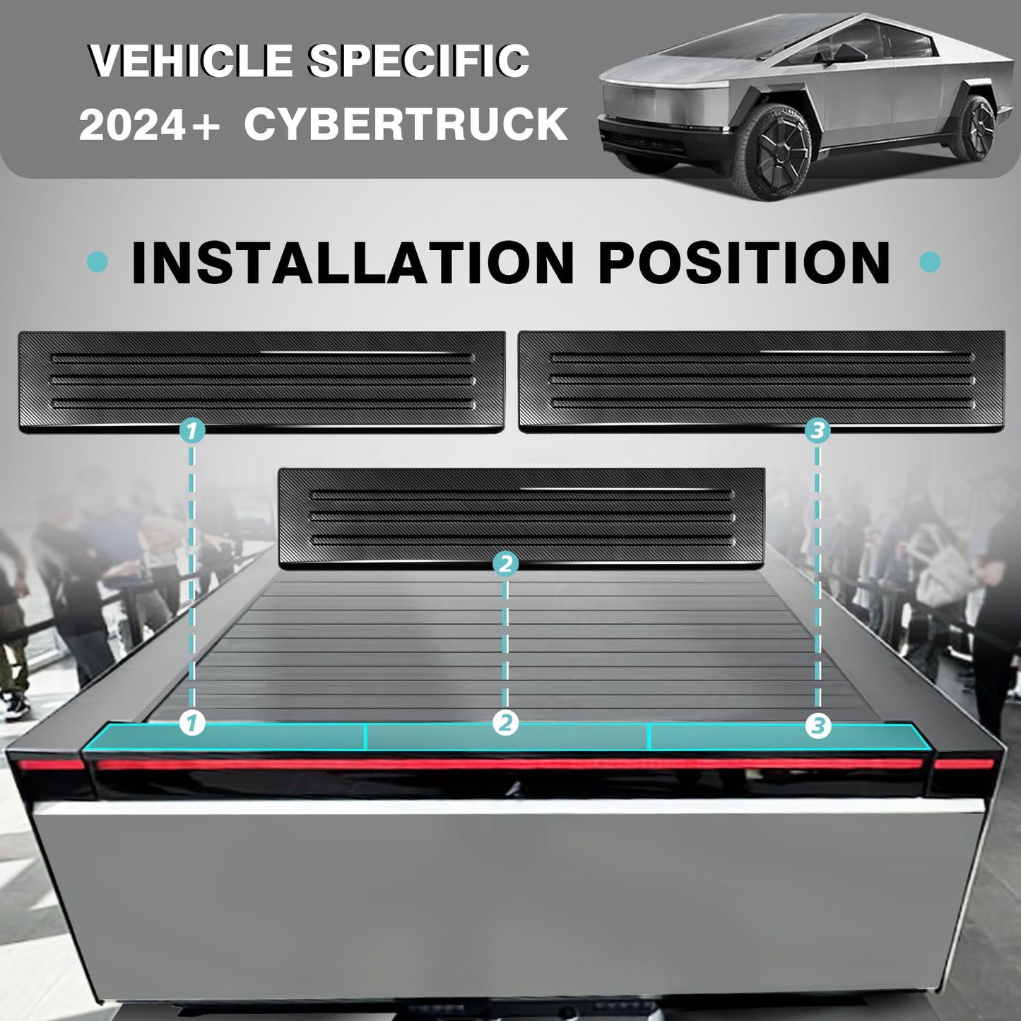 Metal Tailgate Top Protector Cover Compatible with Tesla Cybertruck 2024+ Accessories