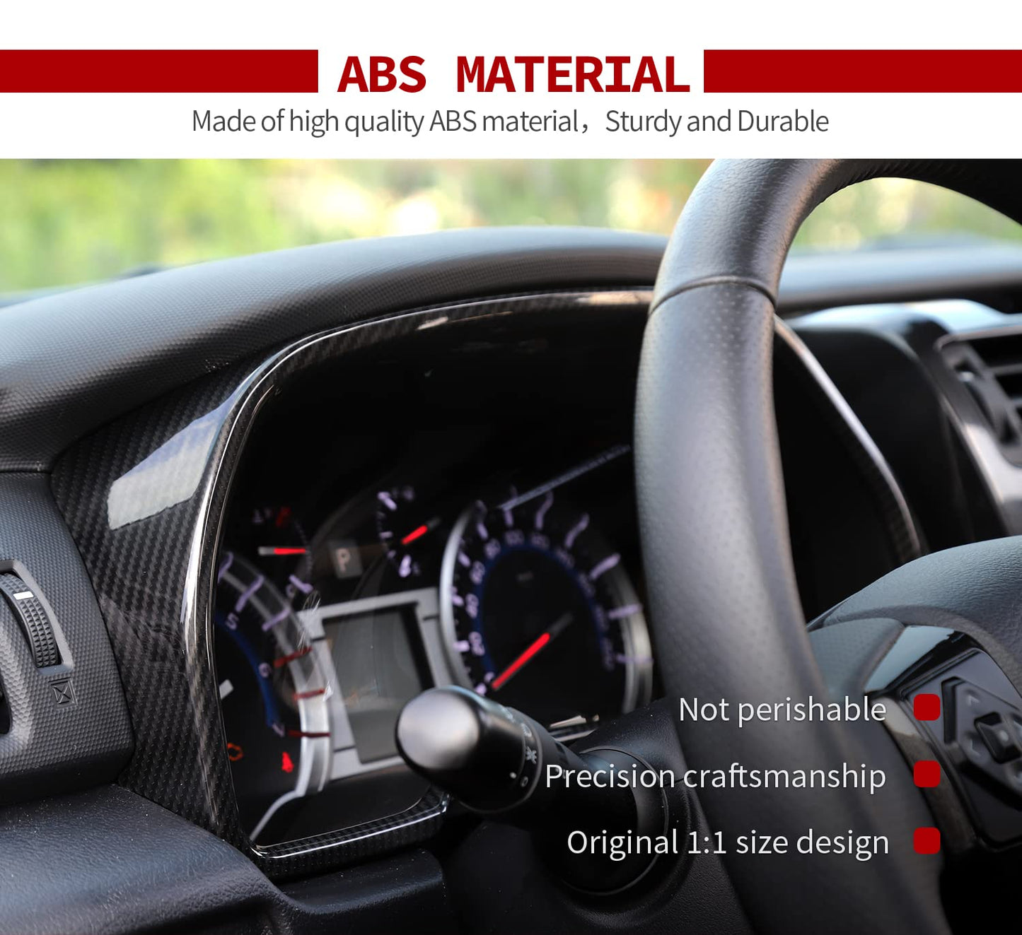 Center Console Interior Carbon Fiber Black Decoration Kit for Toyota 4Runner 2020-2024 - OMOTOR