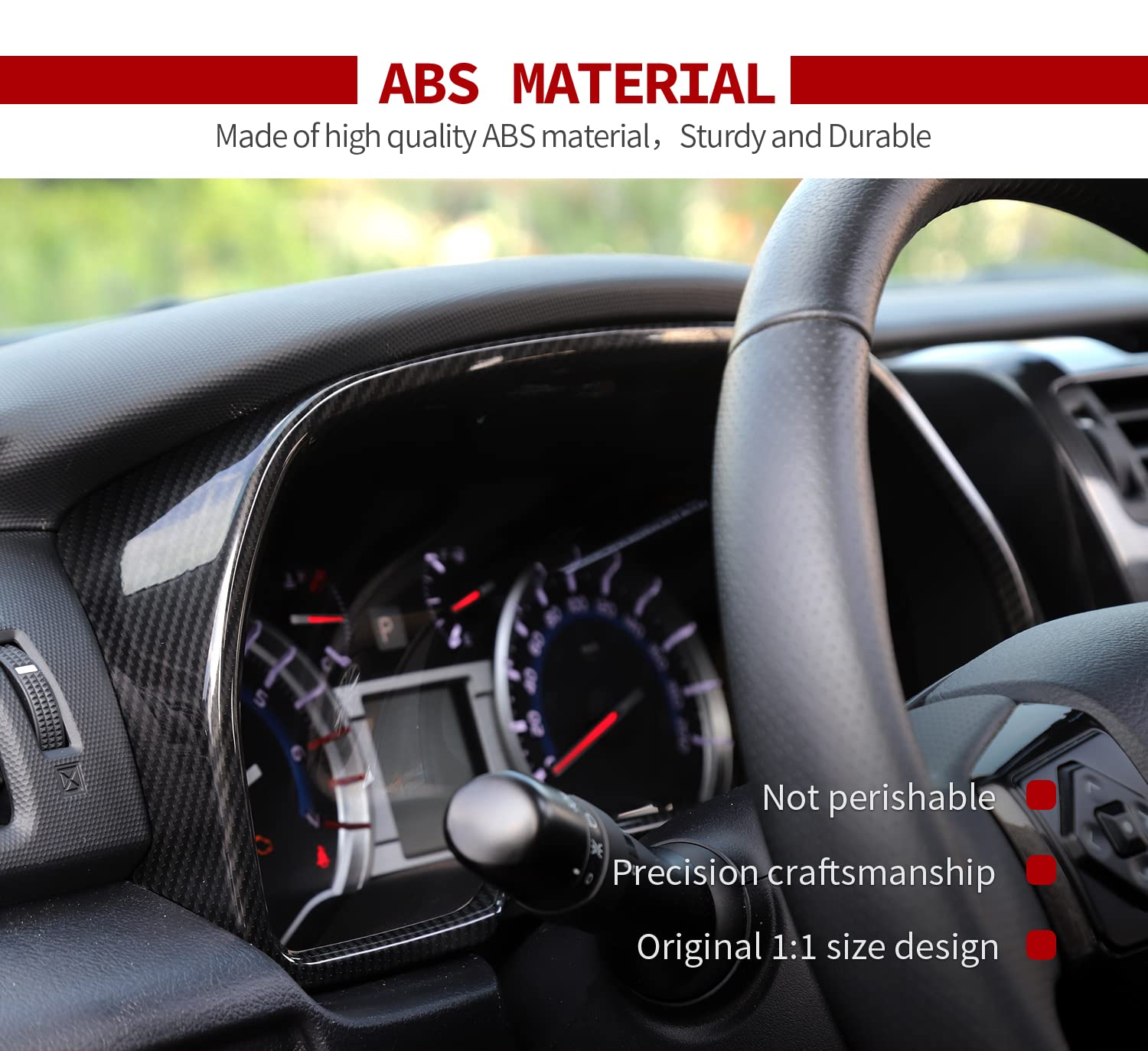 Center Console Interior Carbon Fiber Black Decoration Kit for Toyota 4Runner 2020-2024 - OMOTOR
