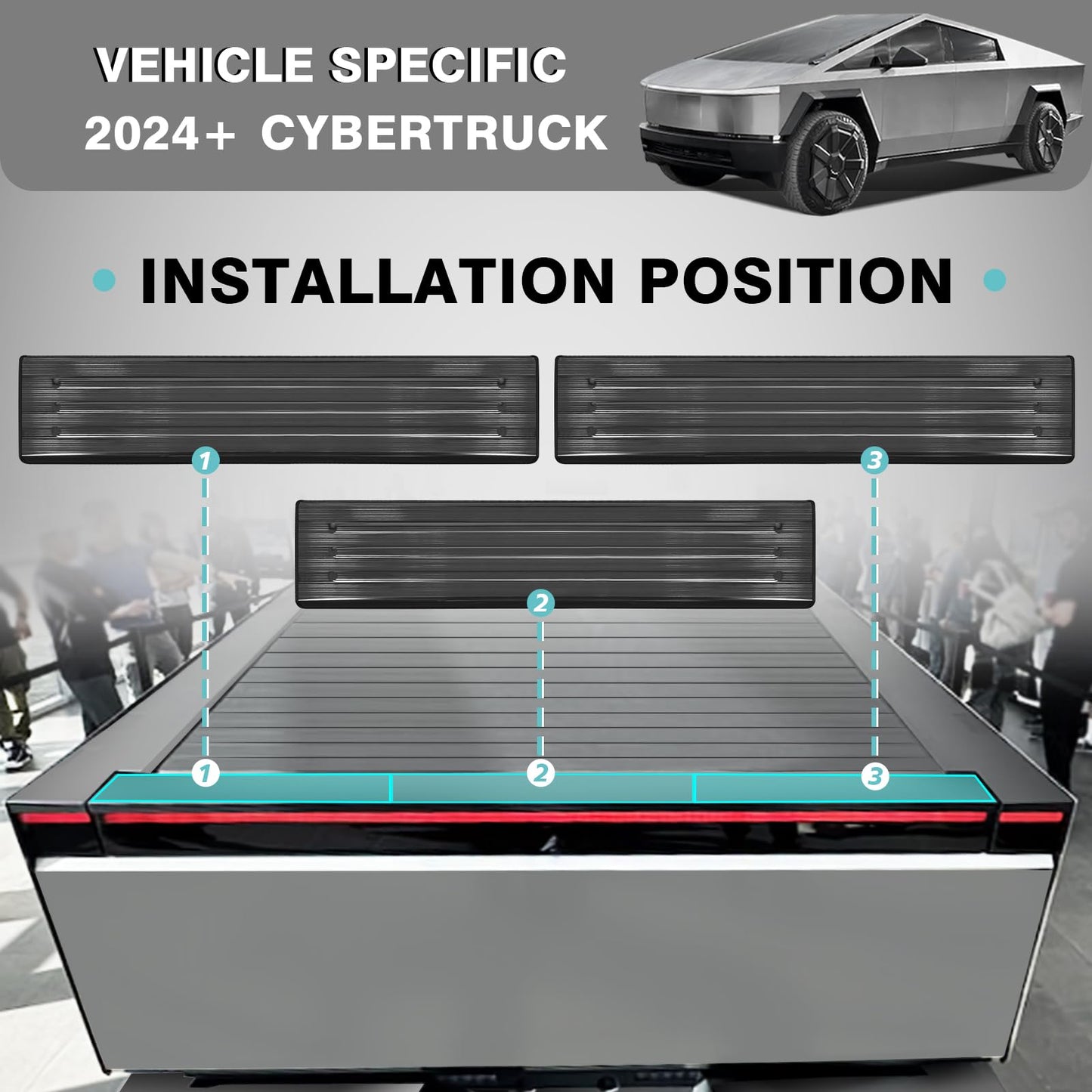 Metal Tailgate Top Protector Cover Compatible with Tesla Cybertruck 2024+ Accessories