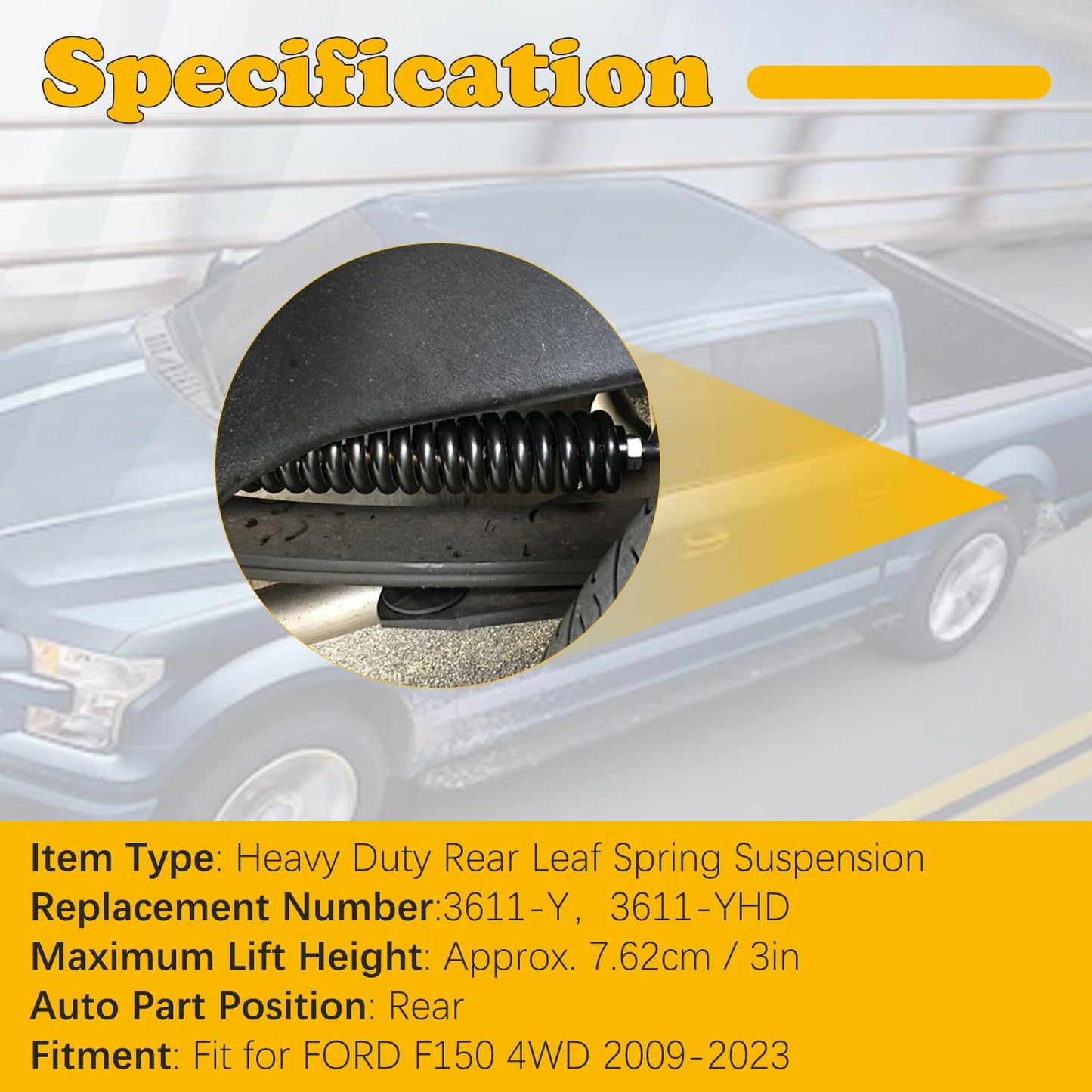 2-3" Lift Rear Leaf Spring Suspension Heavy Duty Kit Compatible with 2009-2025 Ford F150