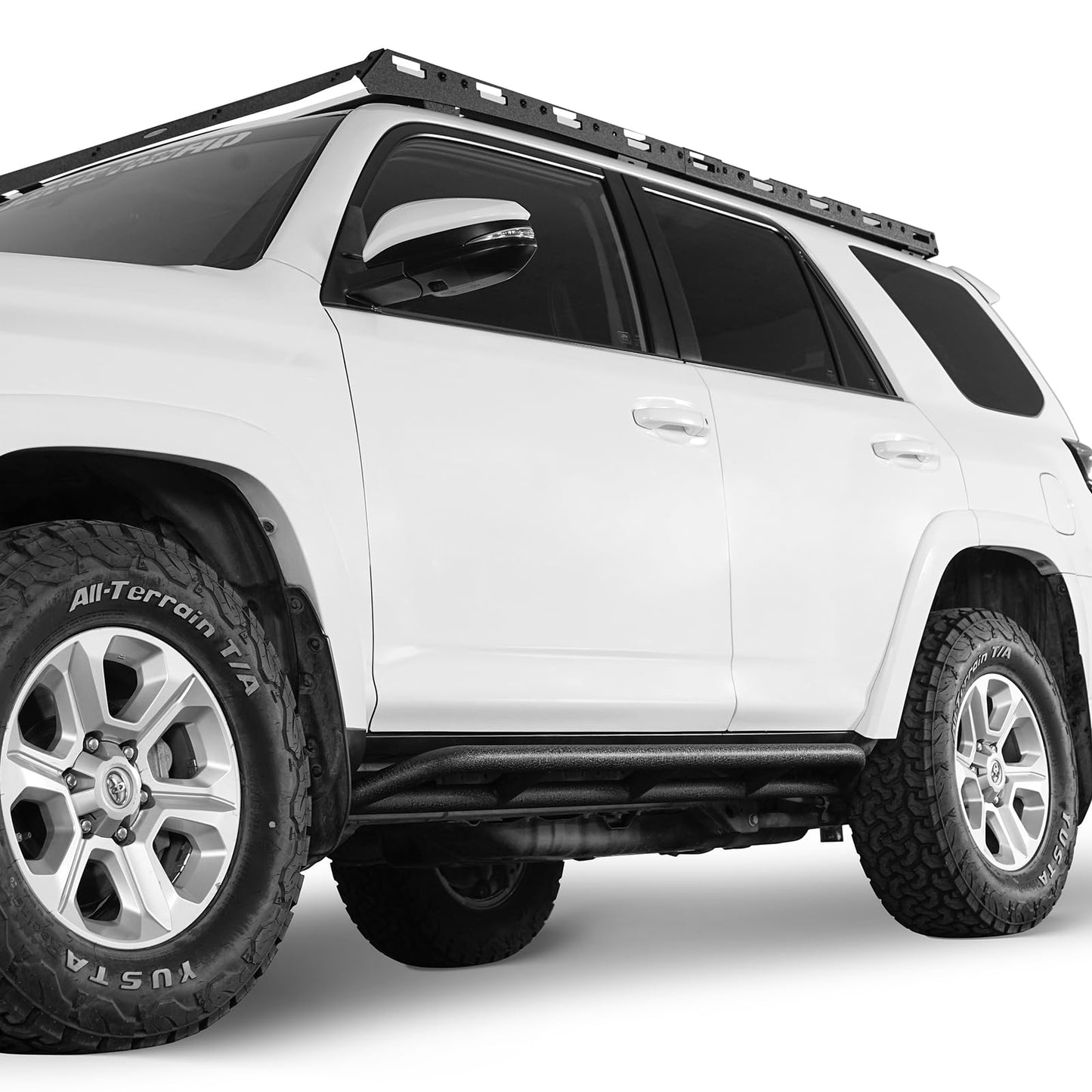 Rock Slider Rails Rocker Guard Offroad Steel Door Armor Compatible with 2010-2024 Toyota 4Runner 5th Gen (Excluding Limited, Nightshade, TRD Sport & 10-13 SR5) - OMOTOR