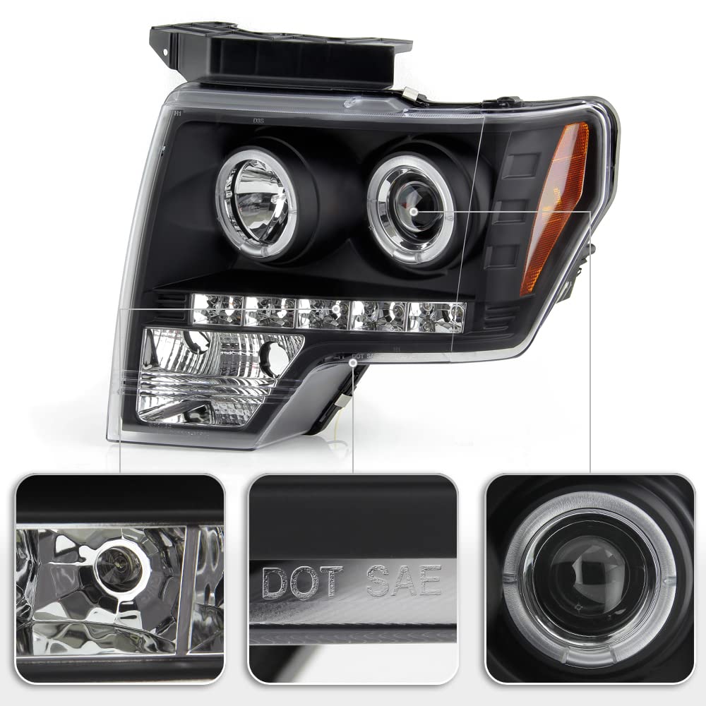 SMD LED Halo Projector Headlights For 2009-2014 Ford F150