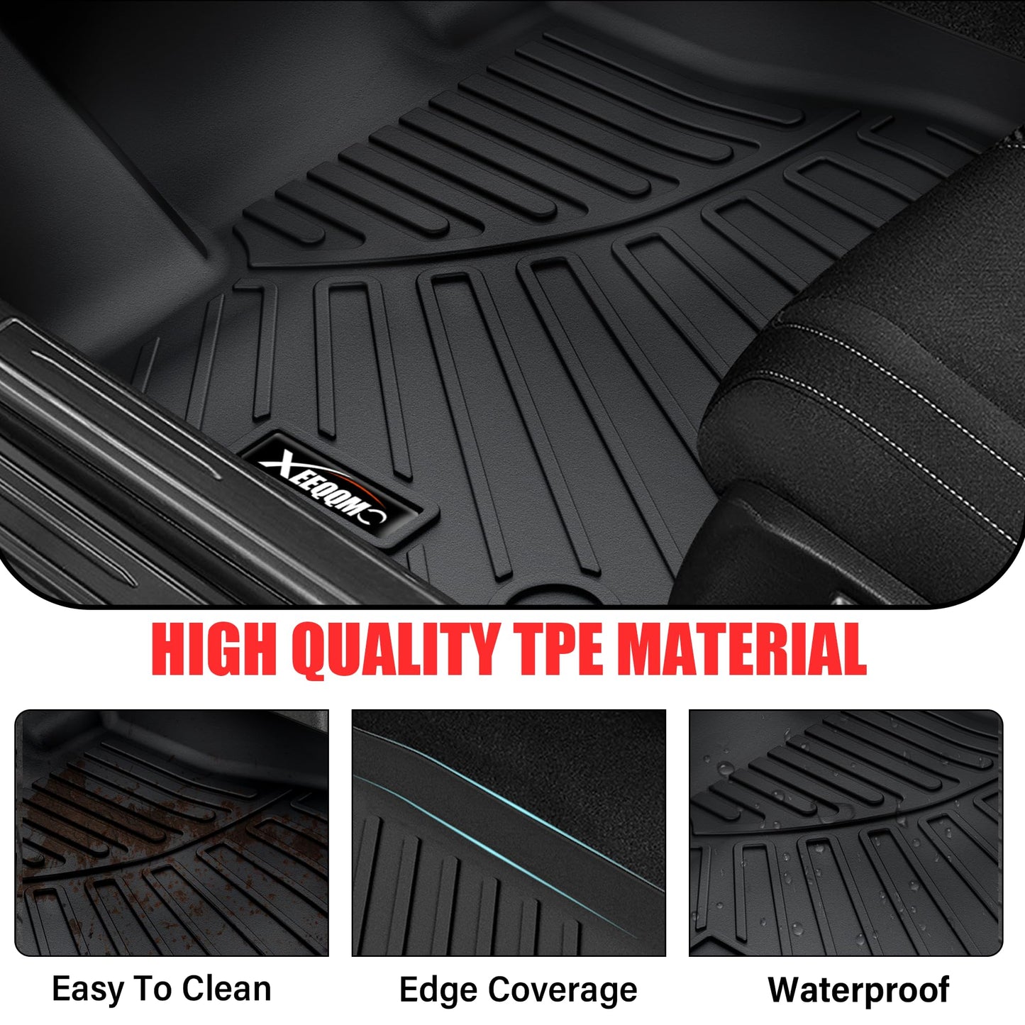 Floor Mats & Trunk Mat for 2016-2024 2025 Dodge Durango with Backrest Mat All Weather TPE Protection - OMOTOR