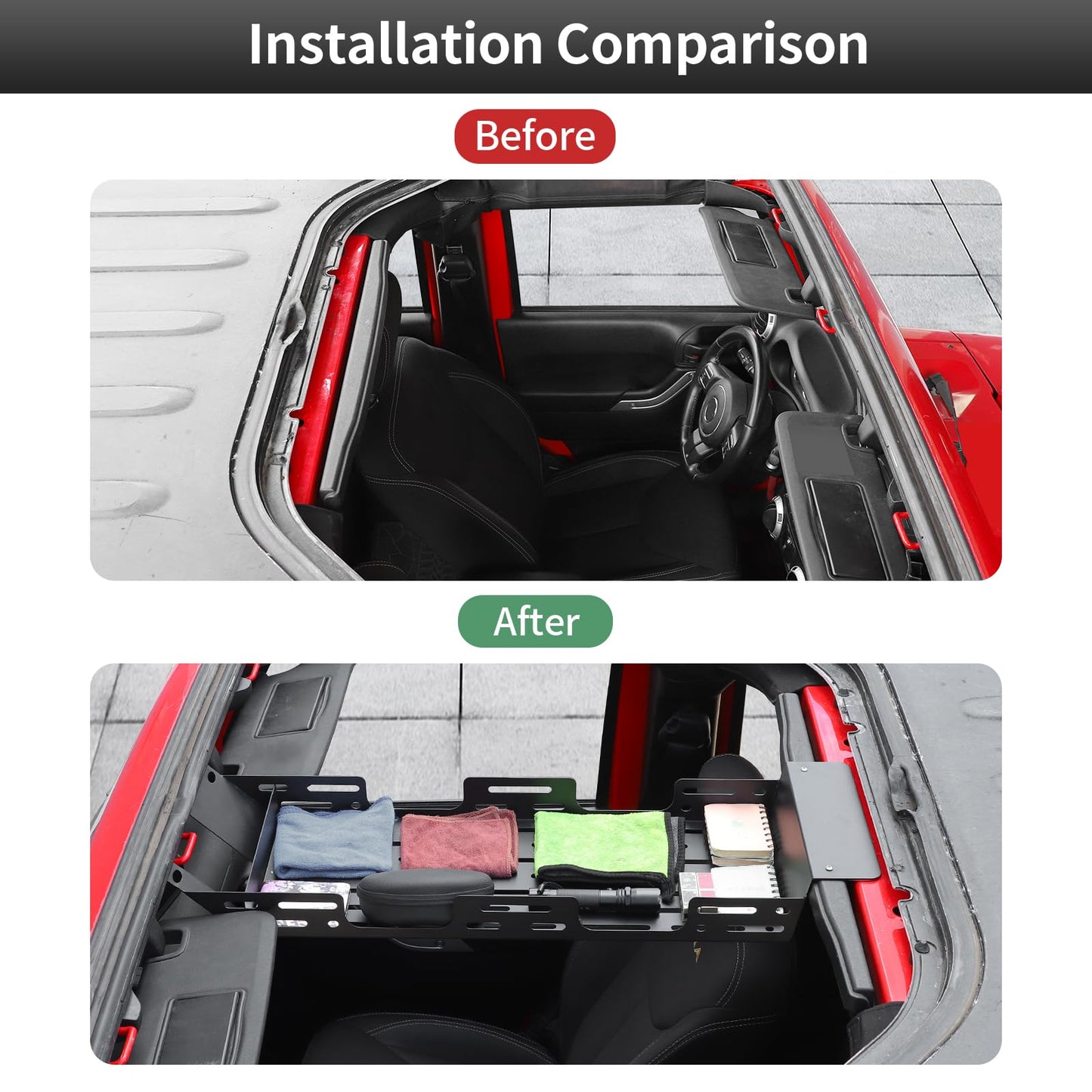 Rack Overhead Molle Panel Accessories Fit for 2018-2025 Jeep Wrangler JL JLU, for 2018-2025 Jeep Gladiator JT - OMOTOR