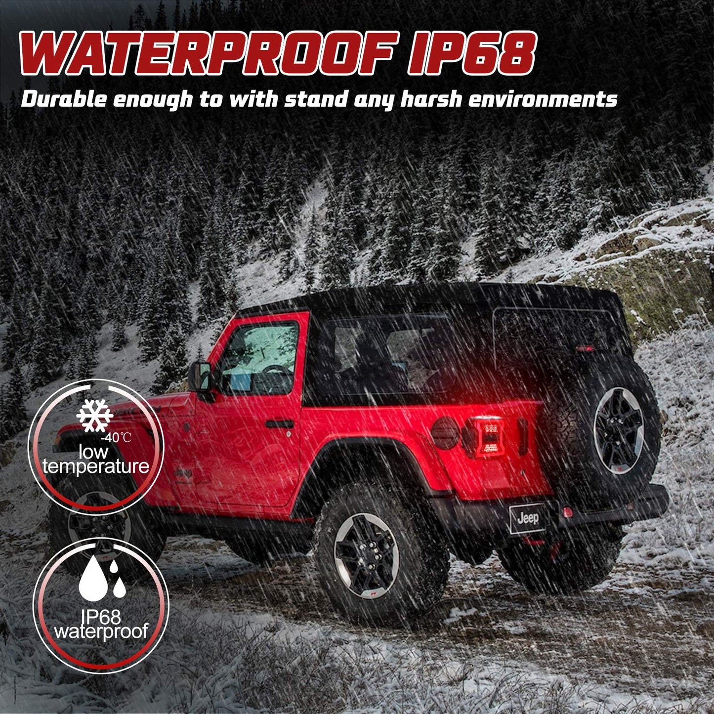 Smoked LED Tail Lights Replacement Kit for 2018-2022 Jeep Wrangler JL Accessories