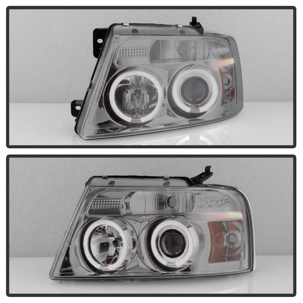 For 2004-2008 Ford F150 LED Dual Halo Ring Smoked Lens Projector Headlights Headlamps, Driver & Passenger Side - OMOTOR