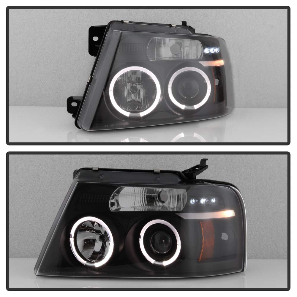 For 2004-2008 Ford F150 LED Dual Halo Ring Smoked Lens Projector Headlights Headlamps, Driver & Passenger Side - OMOTOR