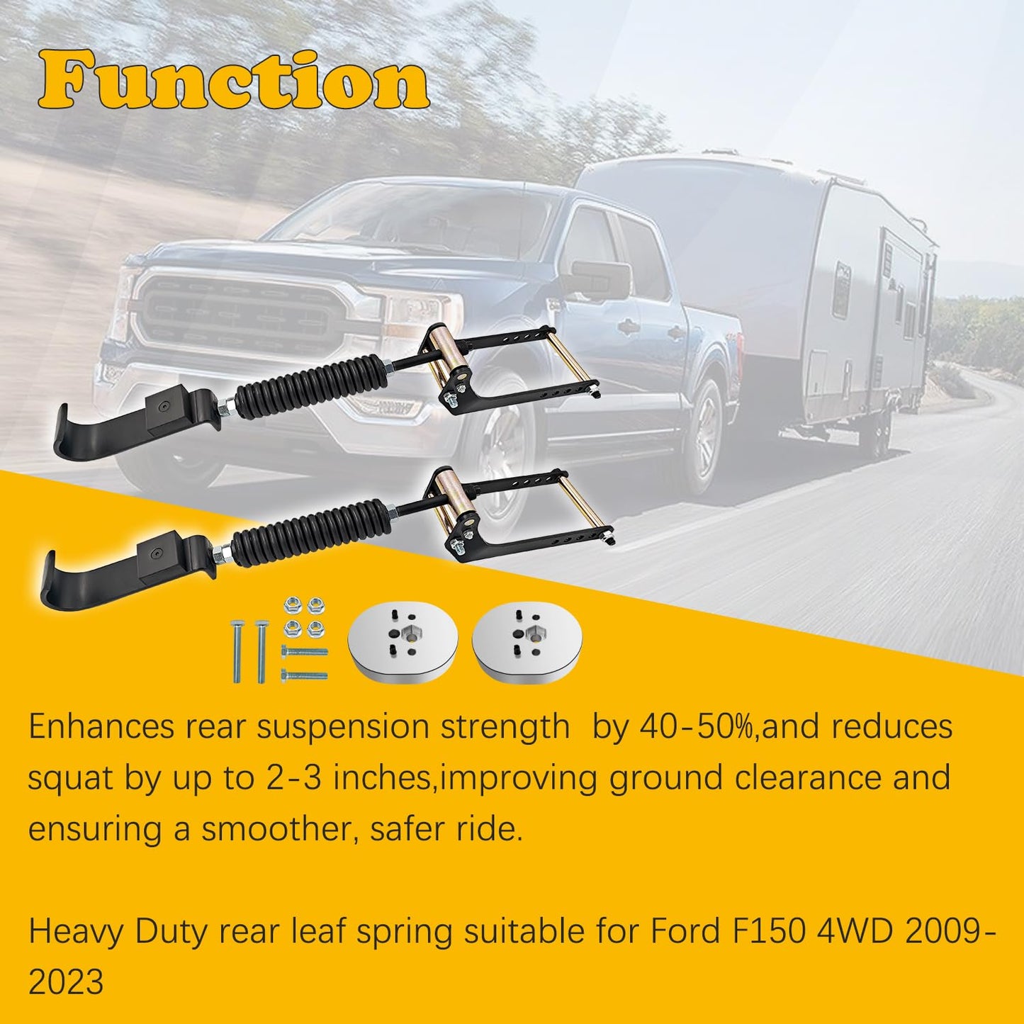 2-3" Lift Rear Leaf Spring Suspension Heavy Duty Kit Compatible with 2009-2025 Ford F150