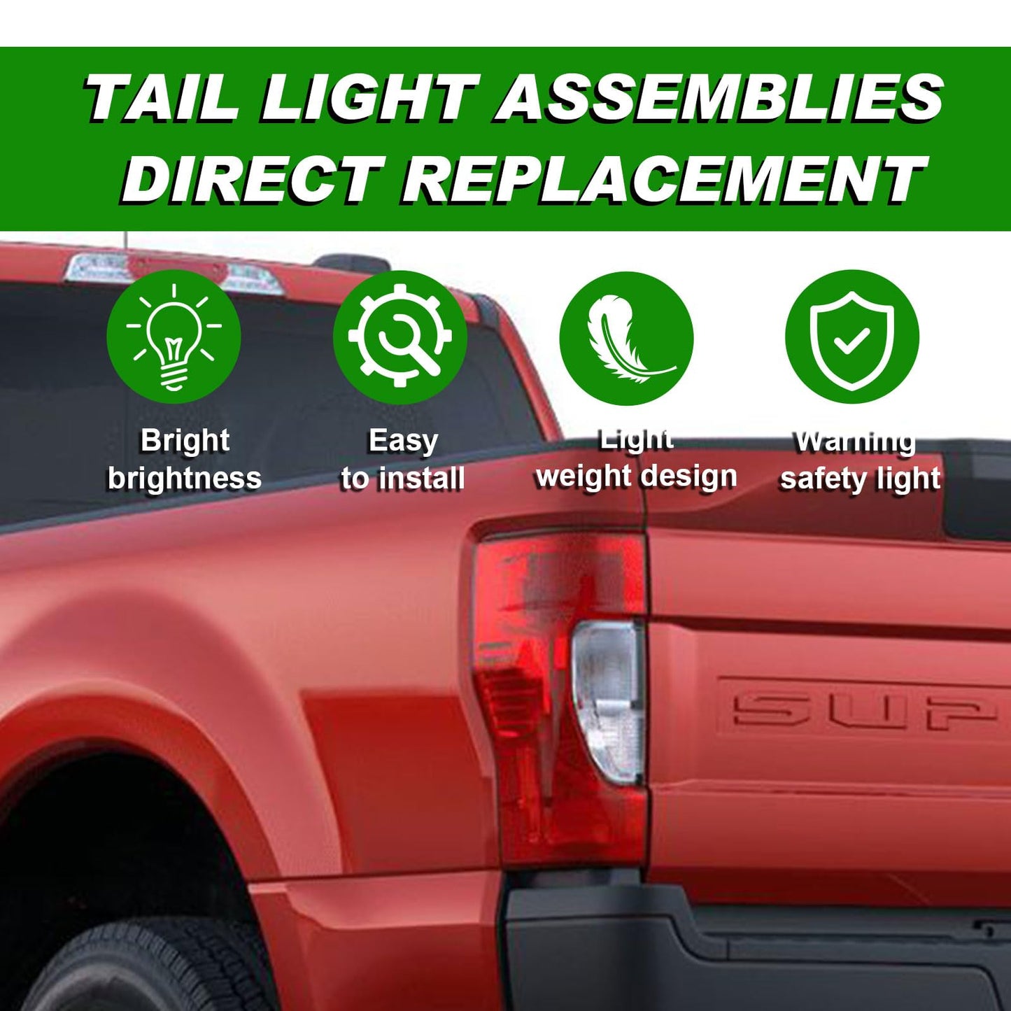 Tail Light Assembly with Blind Spot Alert OEM Style Fit with Ford F250 F350 F450 Super Duty 2020-2023 (Without Bulb) - OMOTOR