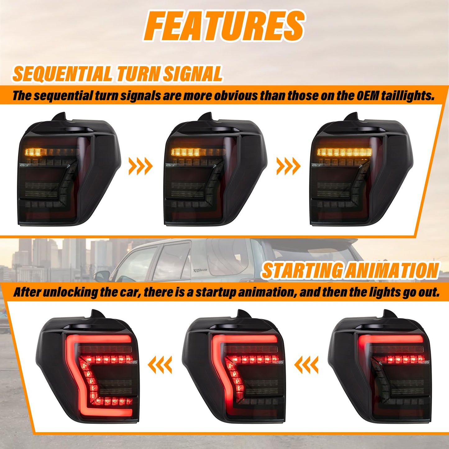New Toyota 4Runner Lifestyle Stealth Tail Lights(2010-2024) - OMOTOR