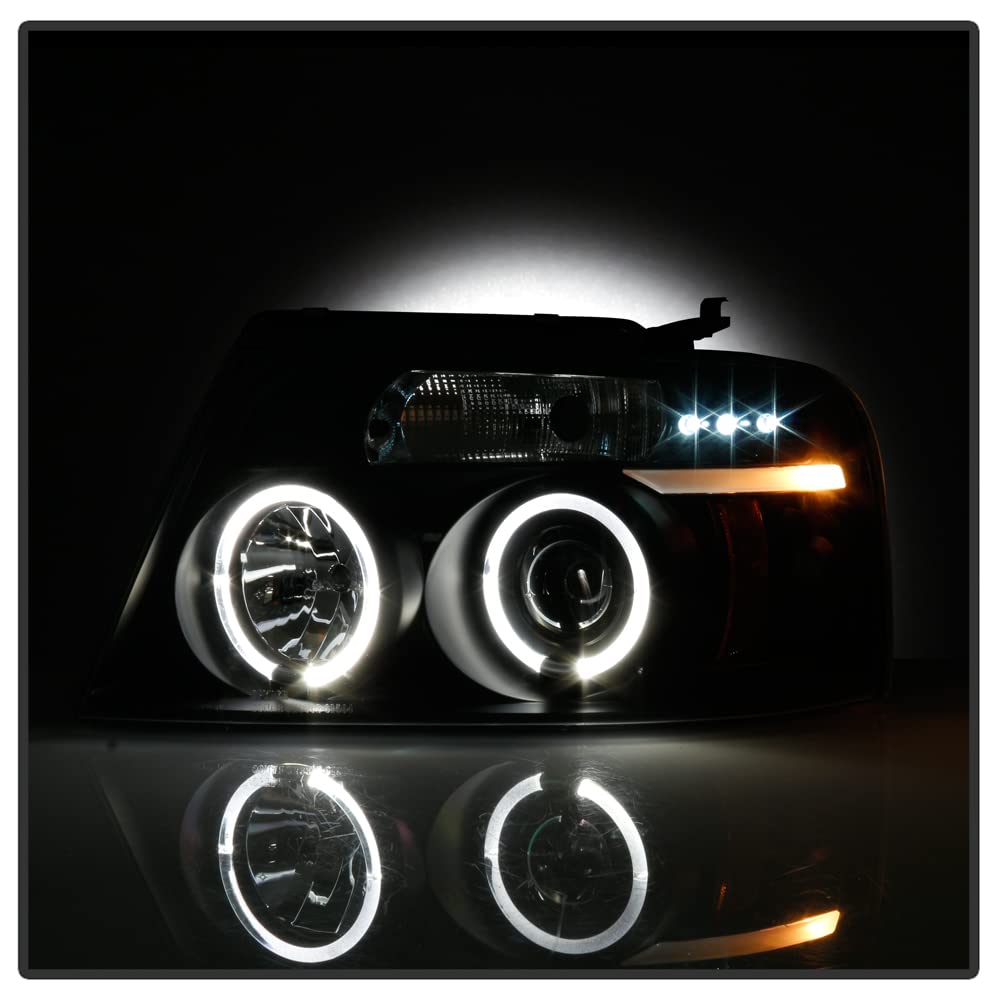 For 2004-2008 Ford F150 LED Dual Halo Ring Smoked Lens Projector Headlights Headlamps, Driver & Passenger Side - OMOTOR