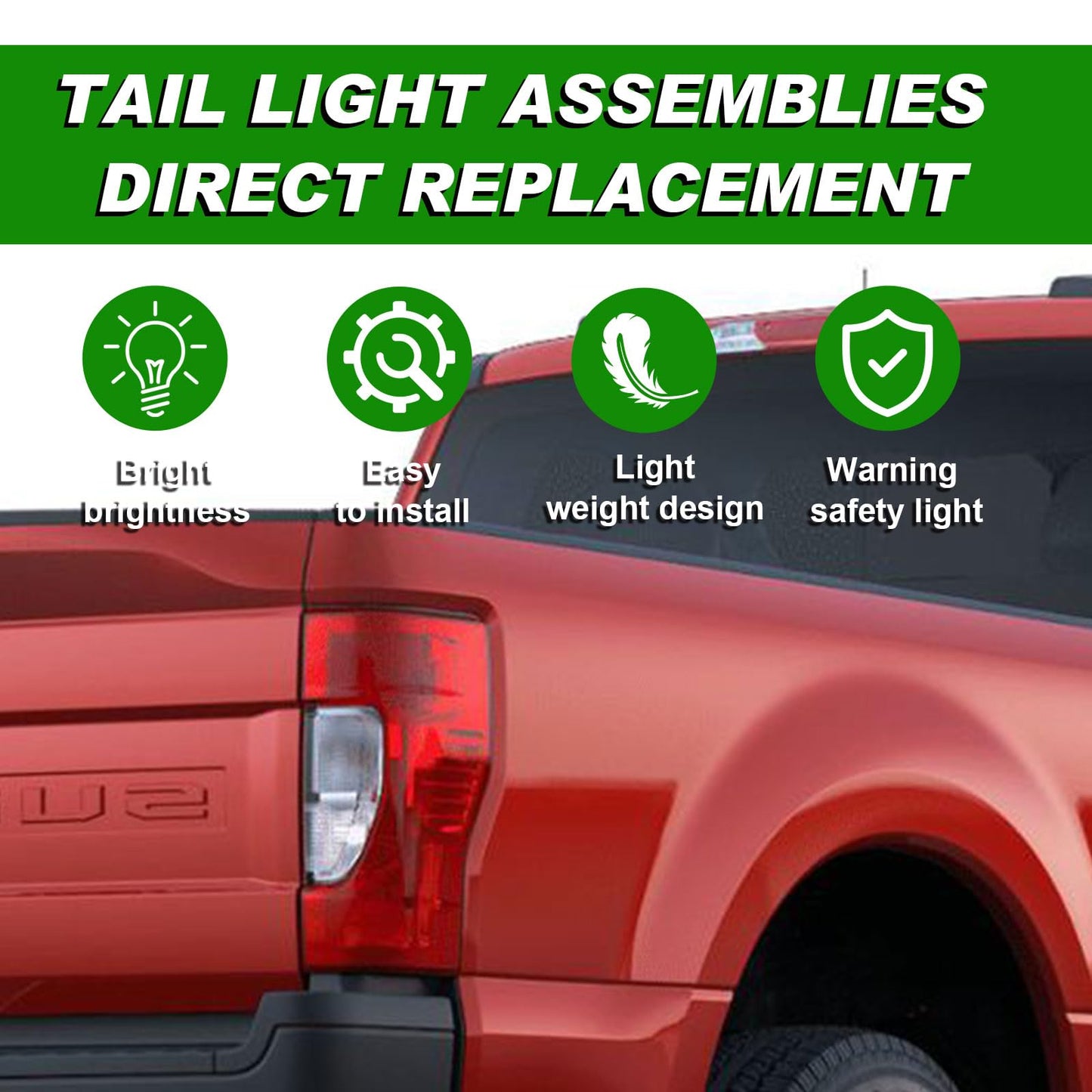 Tail Light Assembly with Blind Spot Alert OEM Style Fit with Ford F250 F350 F450 Super Duty 2020-2023 (Without Bulb) - OMOTOR