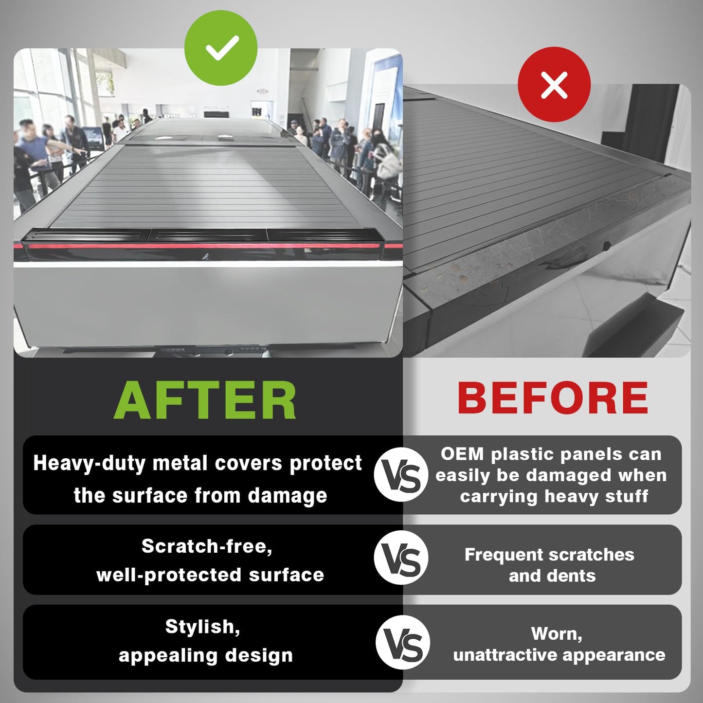 Metal Tailgate Top Protector Cover Compatible with Tesla Cybertruck 2024+ Accessories