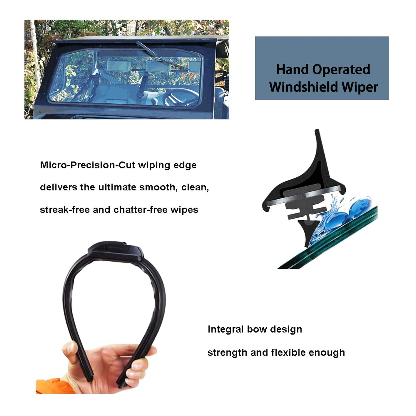 UTV Electric Windshield Wiper Kit Compatible with Polaris Ranger RZR Can Am Kawasaki Honda Pioneer