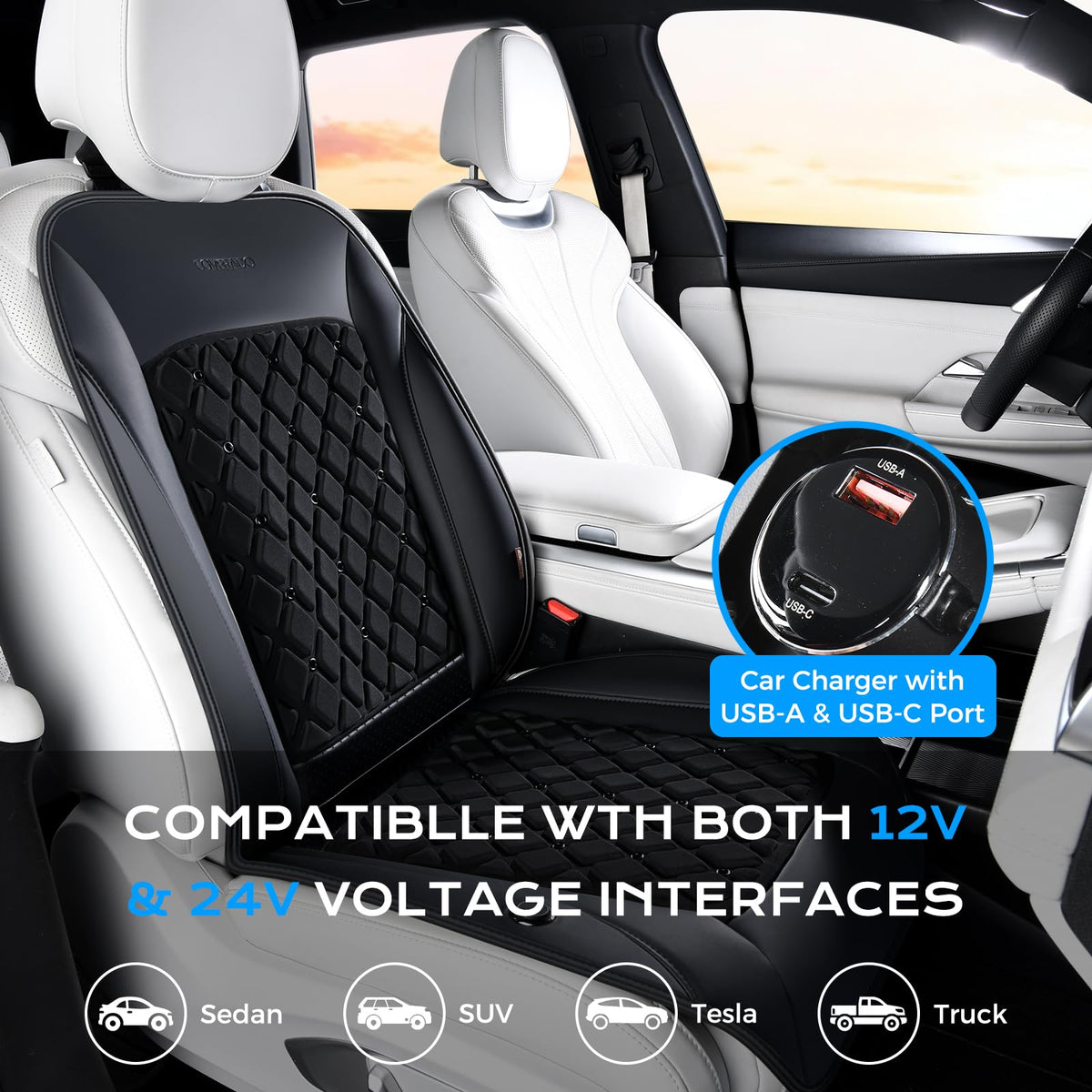 12V Air Suction Cooling Car Seat Cover Front Seat For Car SUV Truck
