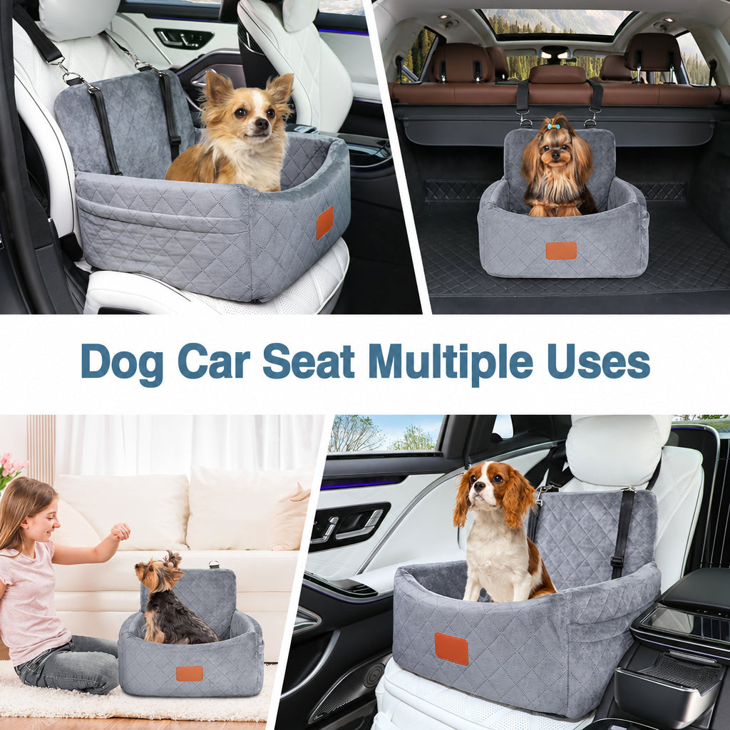 Dog Booster Seat with Safety Belt & Storage Pockets for Small & Medium Dogs Under 30lbs - photo 8