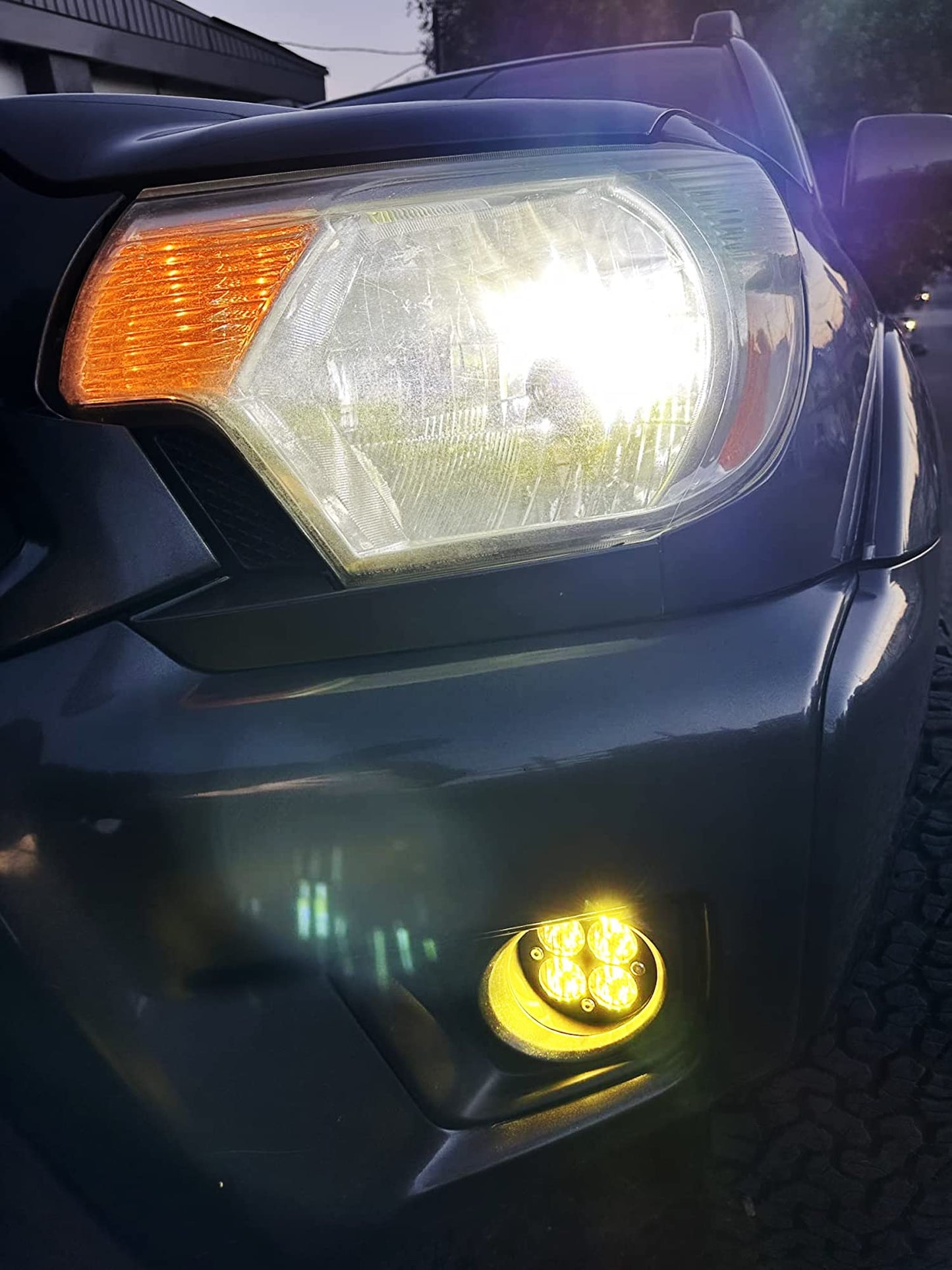 24W High Power LED Wide Angle SAE Flood Beam Fog Light Kit Compatible With Toyota Tacoma Tundra 4Runner - OMOTOR