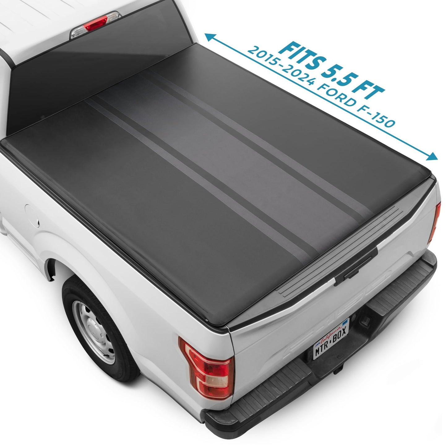 5.5 ft Soft Roll-Up Truck Tonneau Cover for Ford F-150 2015-2025