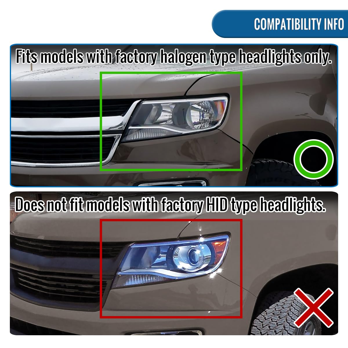Chevy Colorado LED Tube Headlights Assembly Pair
